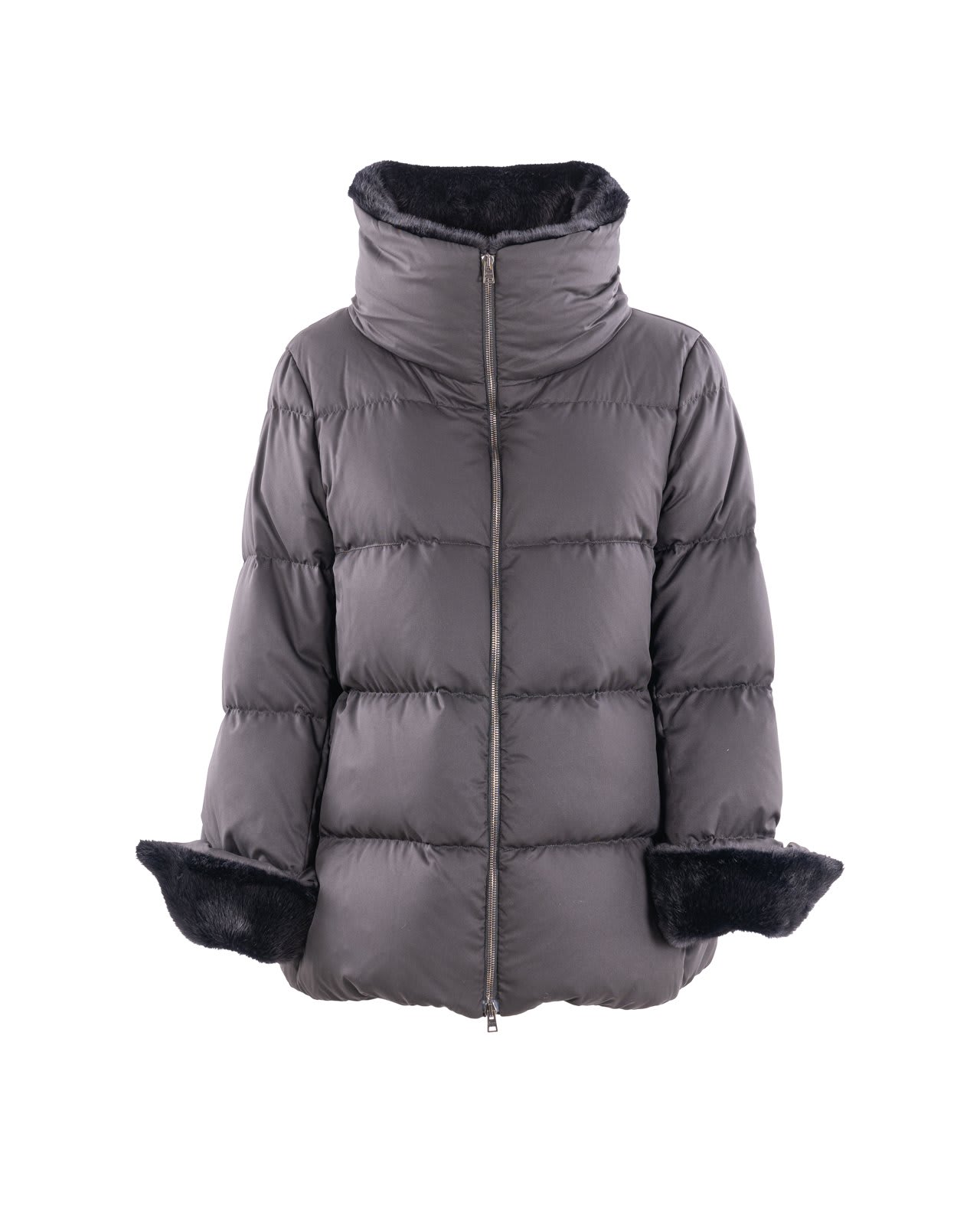 Shop Herno High Neck Padded Coat In Black