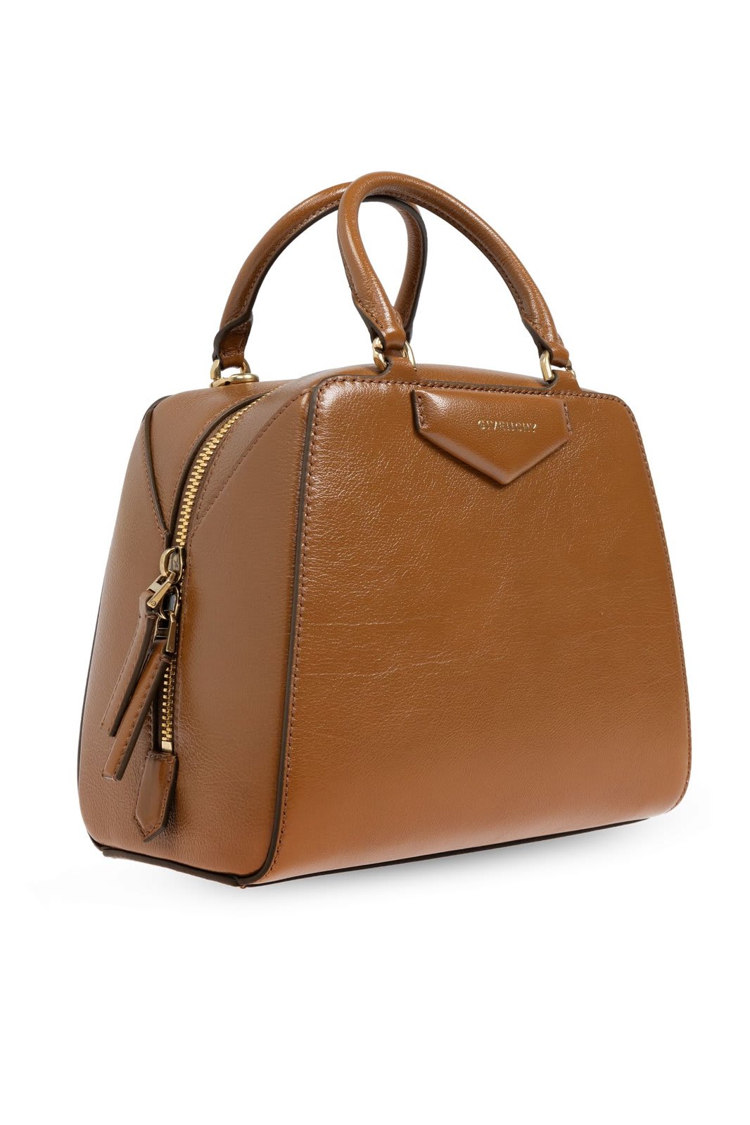 Shop Givenchy Mini Antigona Cube Bag In Brown