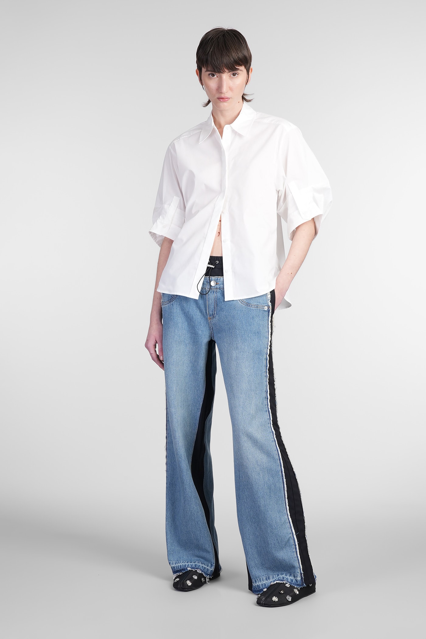 Simkhai Shia Straight Leg Wool-blend Pant In Blue