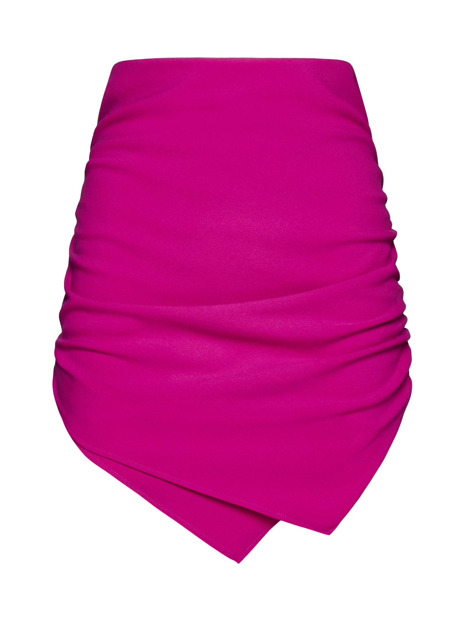 Attico Hatty Ruched Asymmetric Miniskirt In Super Pink
