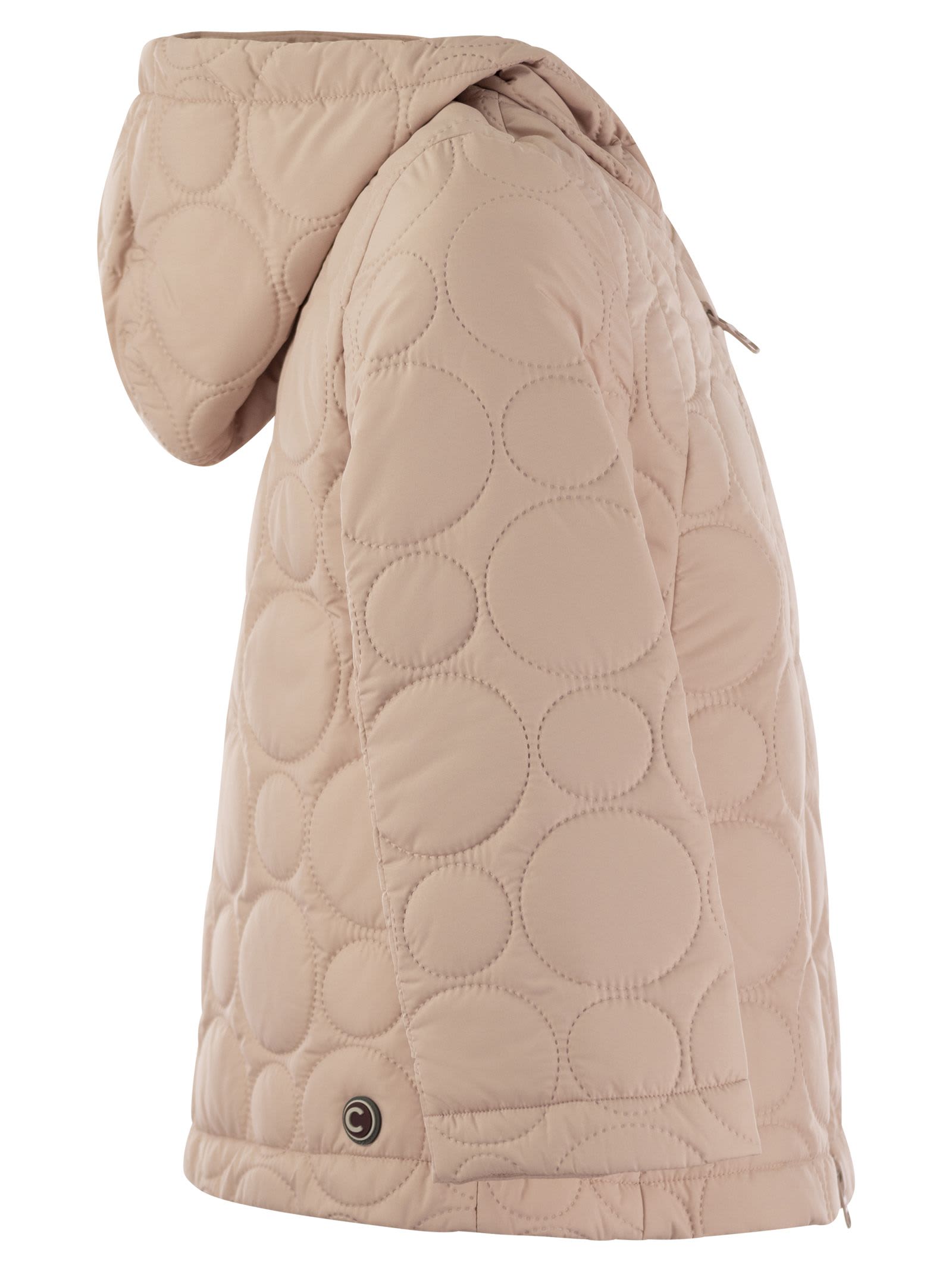 Shop Colmar Hooded Hood With Circular Quilting In Pink