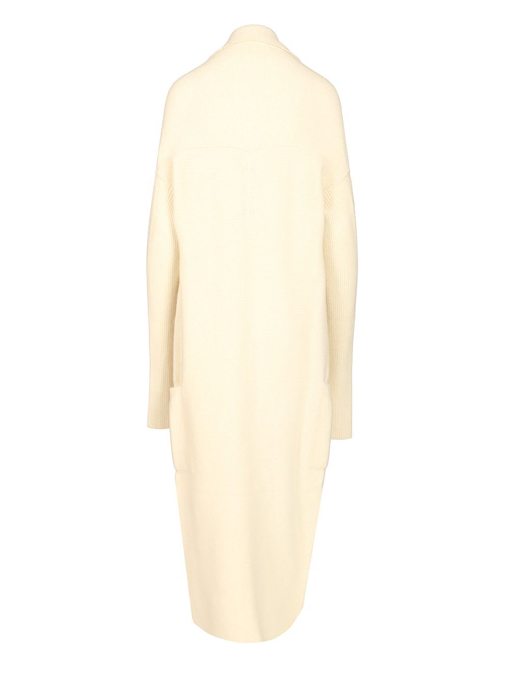 Rick Owens Long Cardigan In Alpaca Soft Knitwear White In Neutral