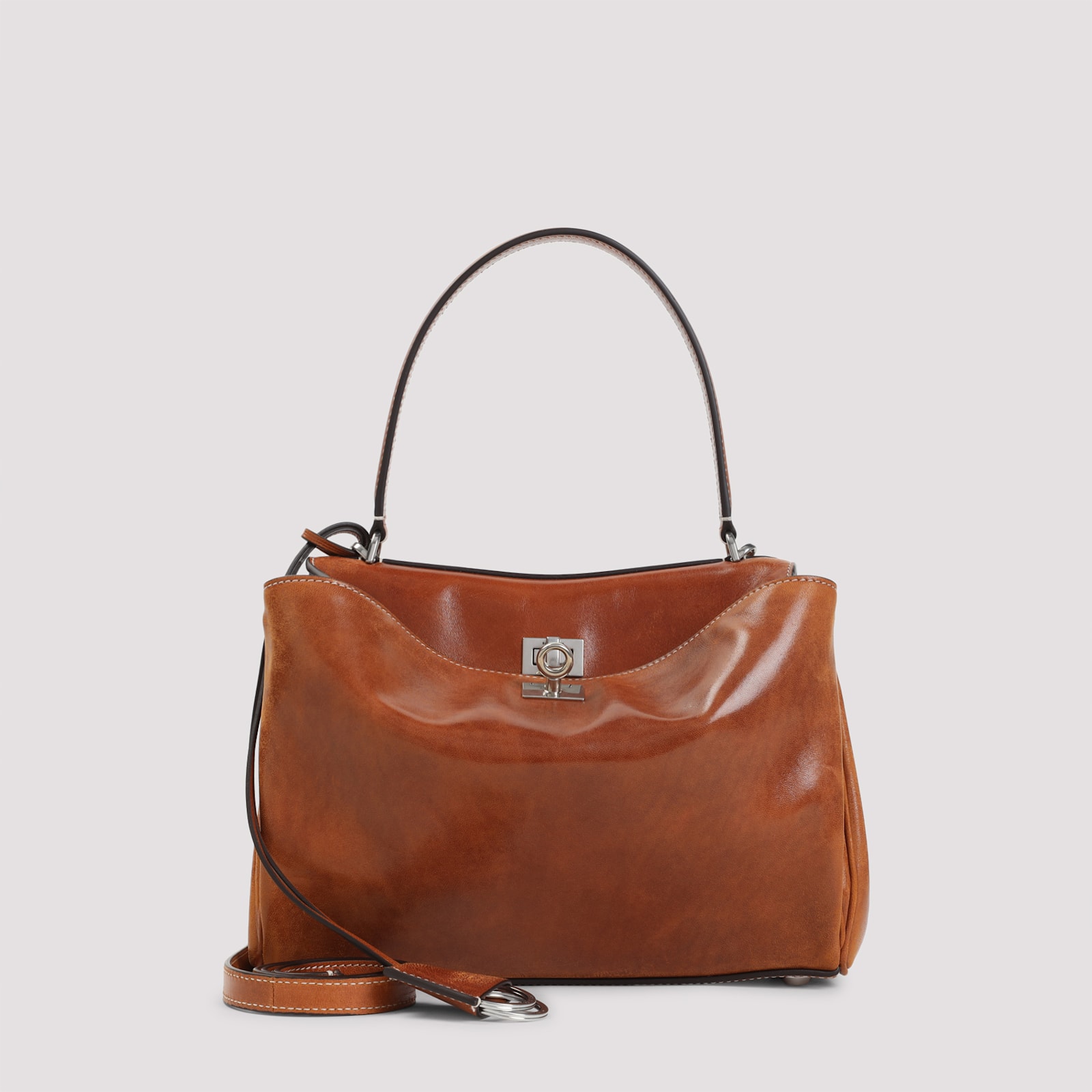 Balenciaga Small Rodeo Leather Shoulder Bag In Brown