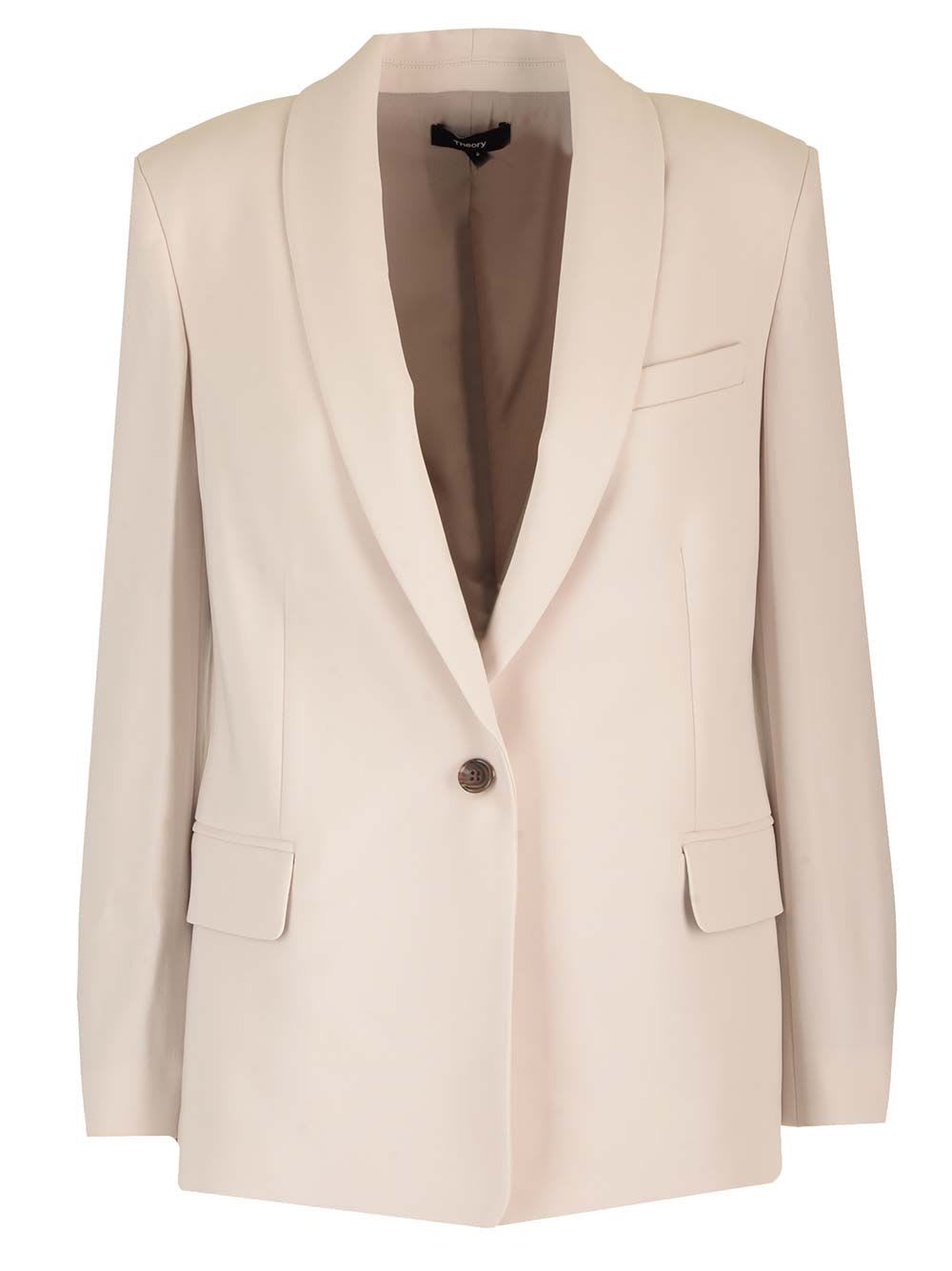 Shop Theory Beige Single-breasted Jacket In Pietra