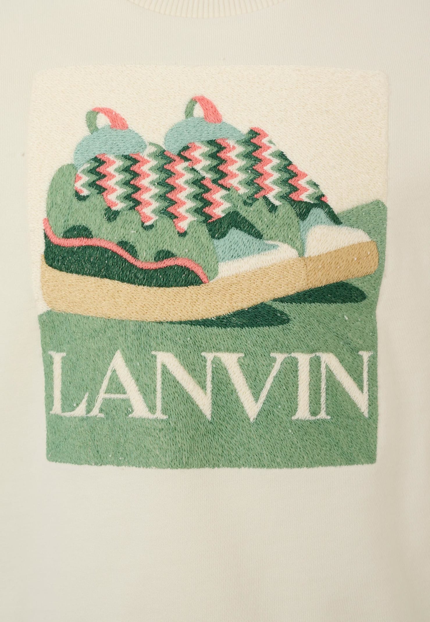 Lanvin Ivory Sweatshirt For Boy With Sneakers Print In White