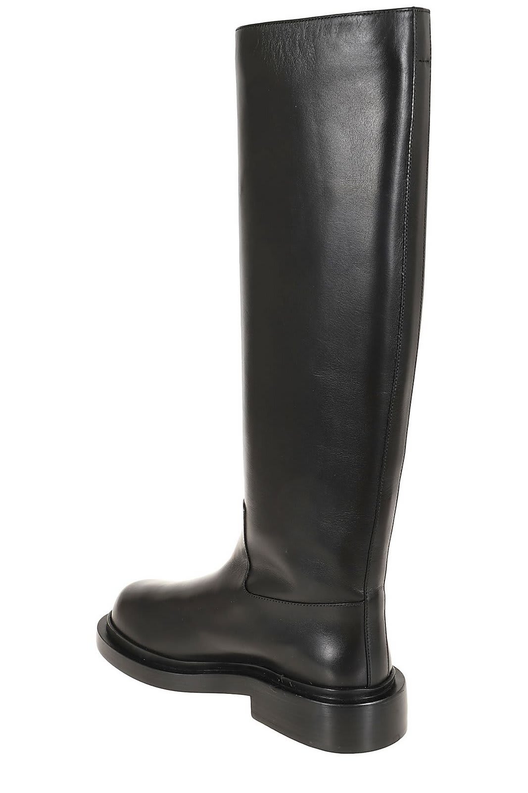 Shop Jil Sander Round Toe Knee-high Boots In Black