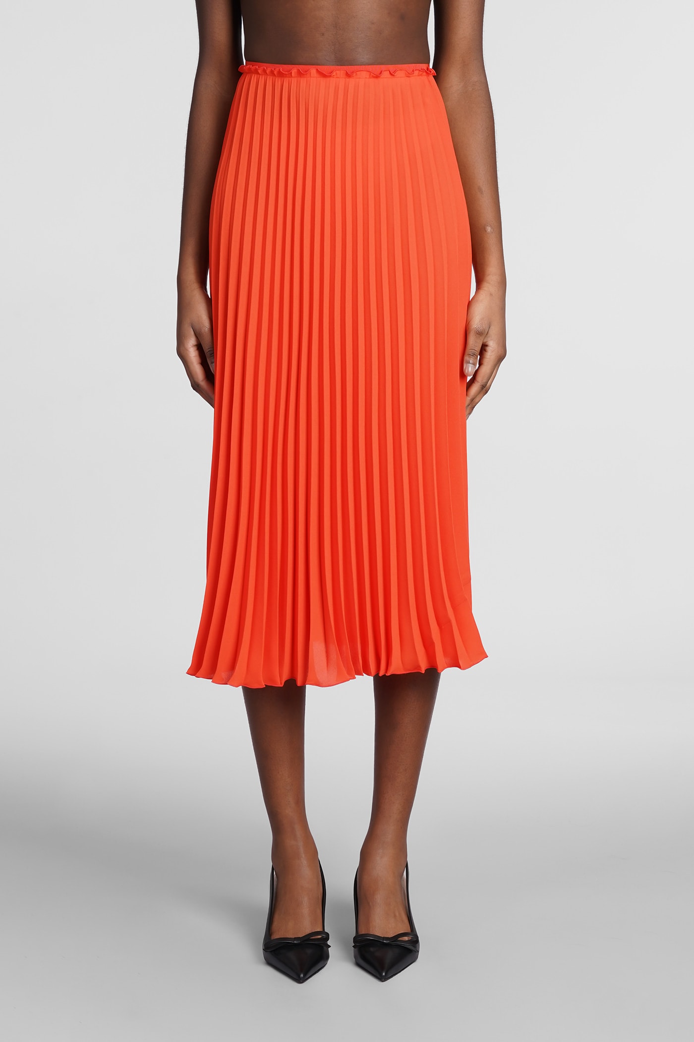RED VALENTINO SKIRT IN ORANGE SYNTHETIC FIBERS
