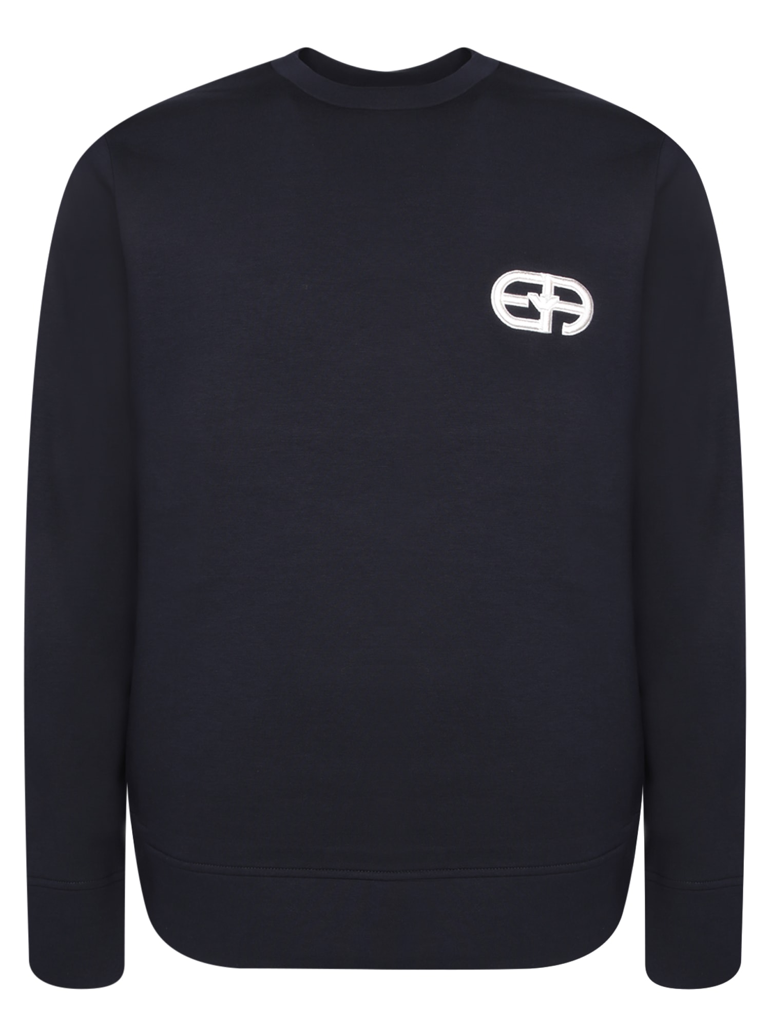 Shop Emporio Armani Logo Crewneck Sweatshirt In Blue