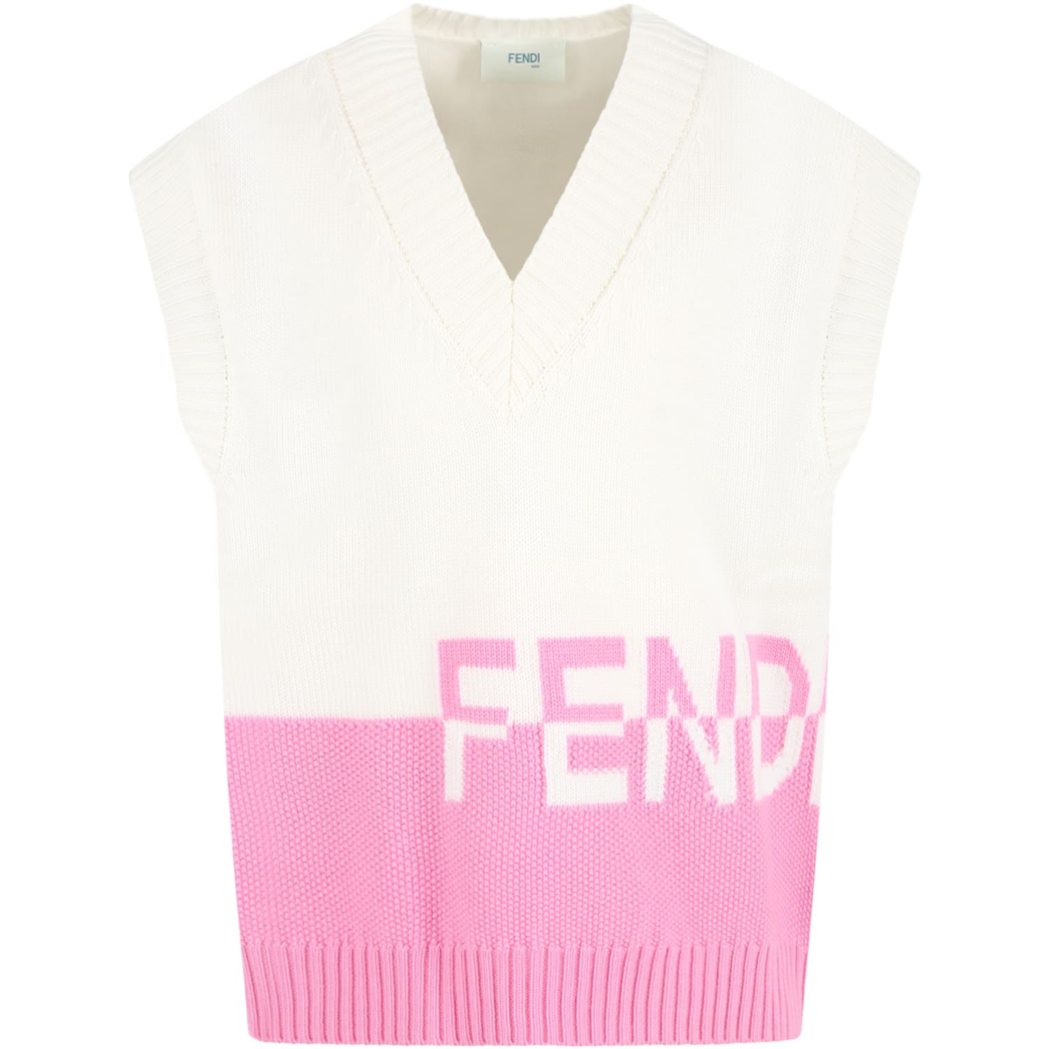 Fendi Multicolor Vest For Girl With Logo