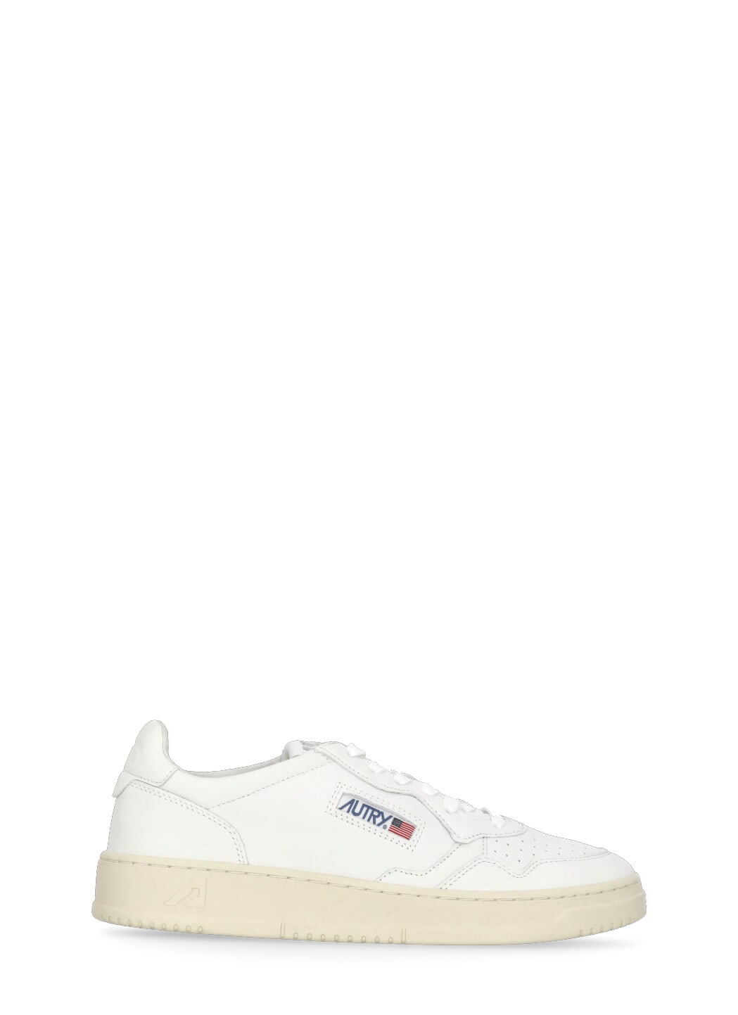 Autry Leather Low-top Sneakers With Perforated Toe Box In White