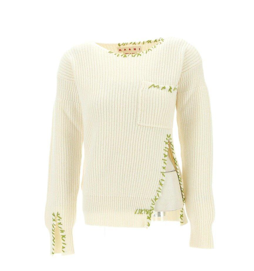 Marni Knitted-detail Logo-embroidered Sweater