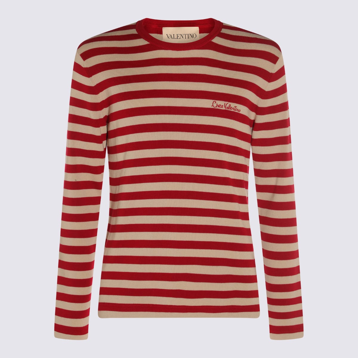 White And Red Wool Knitwear