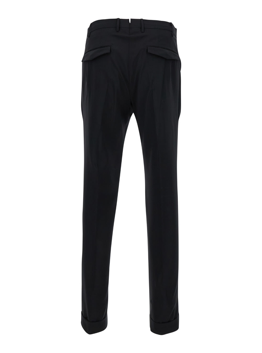 Shop Pt01 Black Slim Trousers In Wool Blend Man