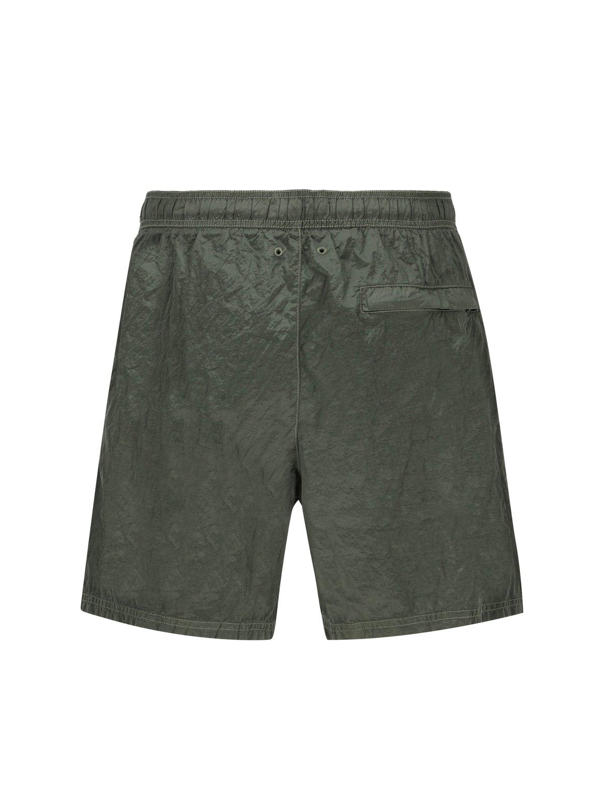 Shop Stone Island Logo Patch Swimming Shorts In Green