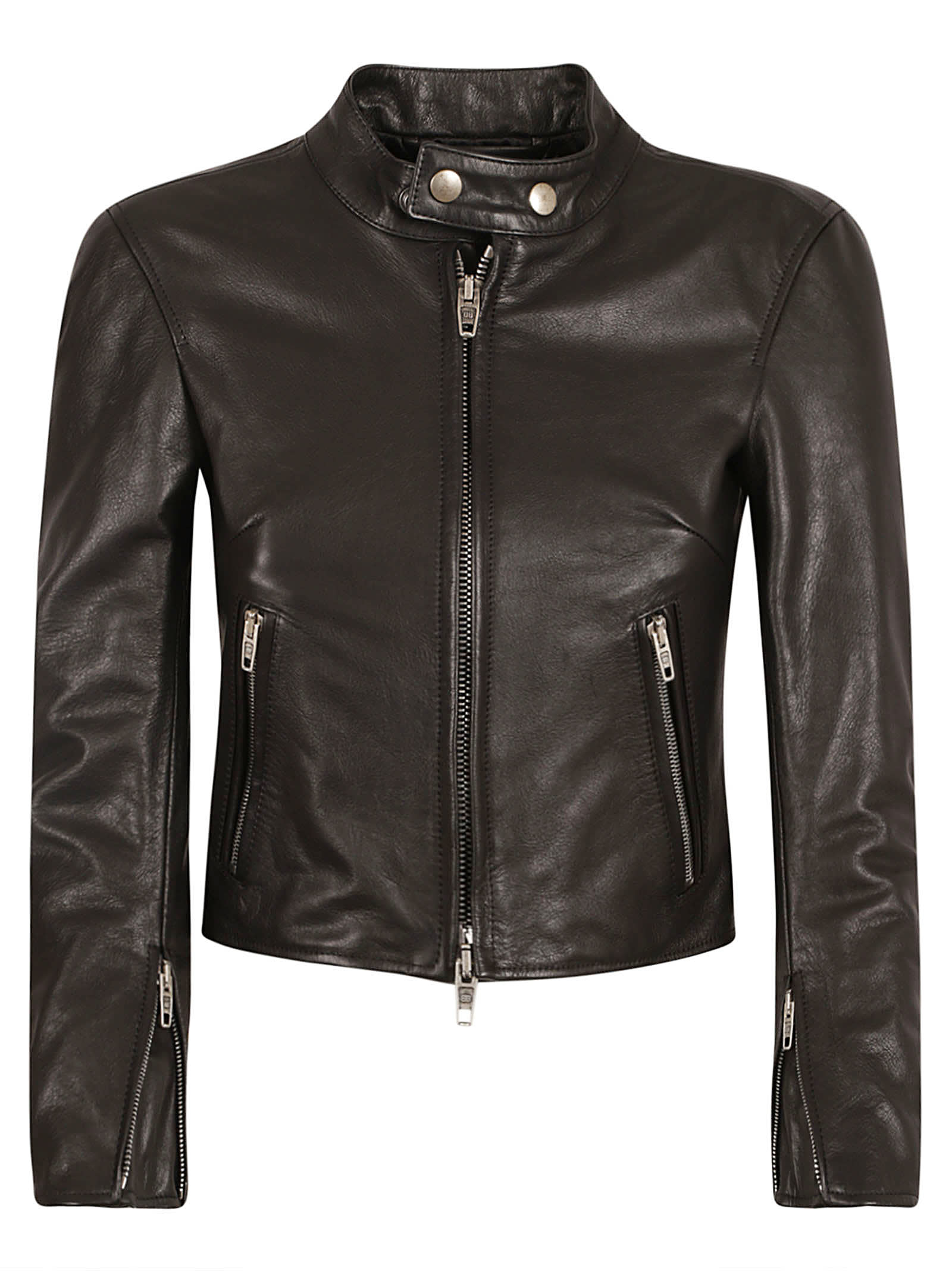 Shop Balenciaga Cropped Zip Jacket In Black
