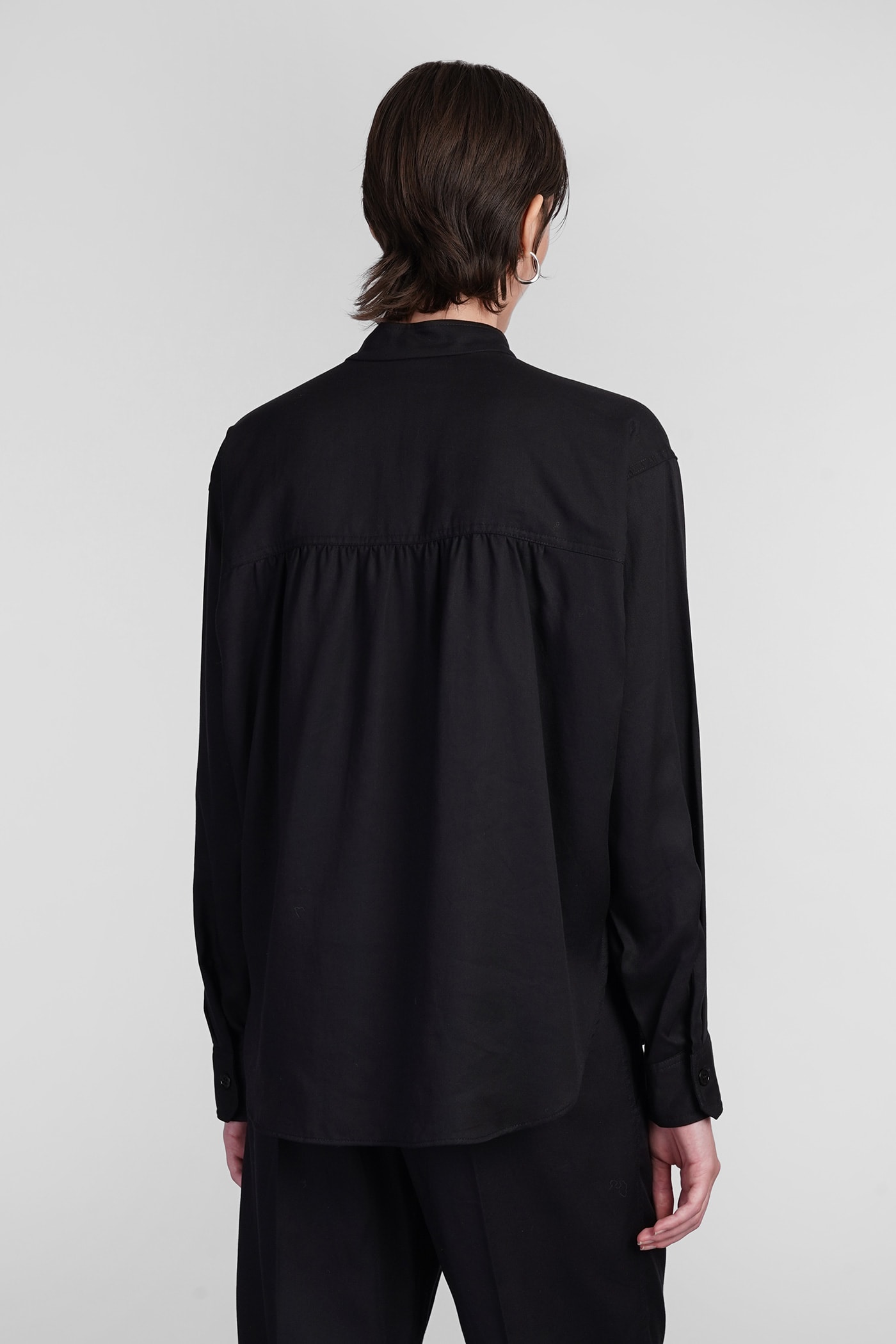 Isabel Marant Étoile Violeta Shirt In Black Wool And Polyester In Bk
