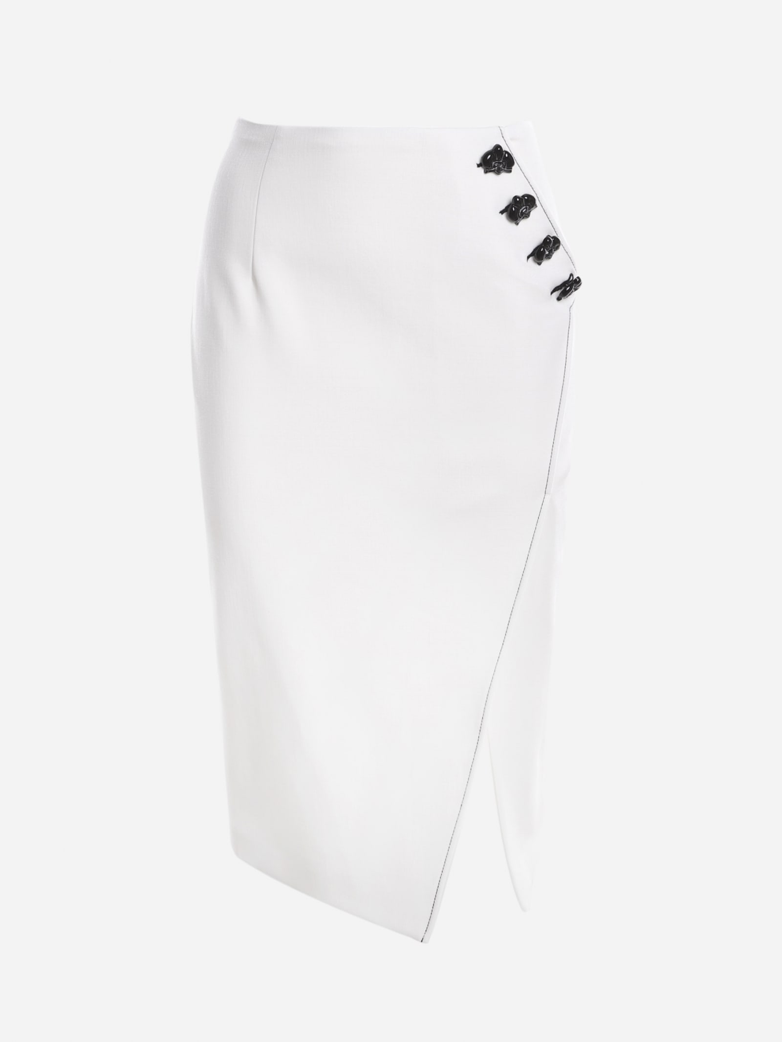 Genny Stretch Cady Midi Skirt With Visible Buttons