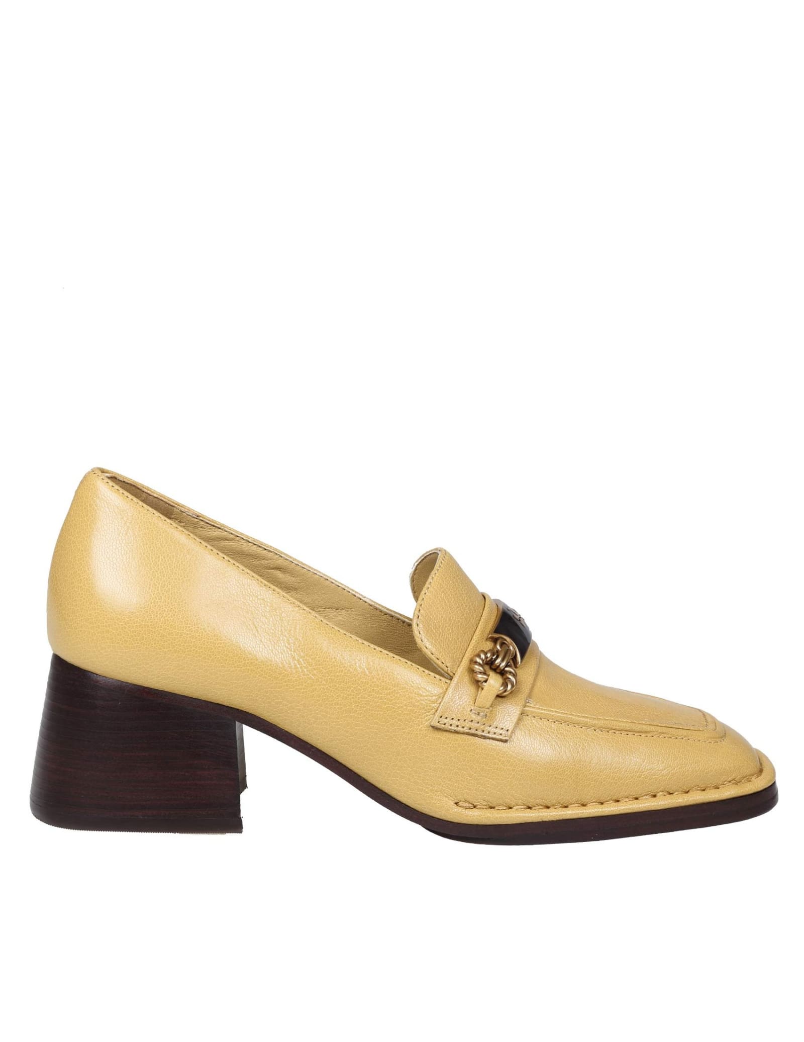 Tory Burch Perrine Leather Loafer With Logo Clamp