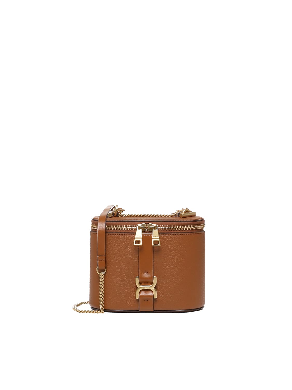 Shop Chloé Marcie Mini Vanity Bag With Chain In Brown