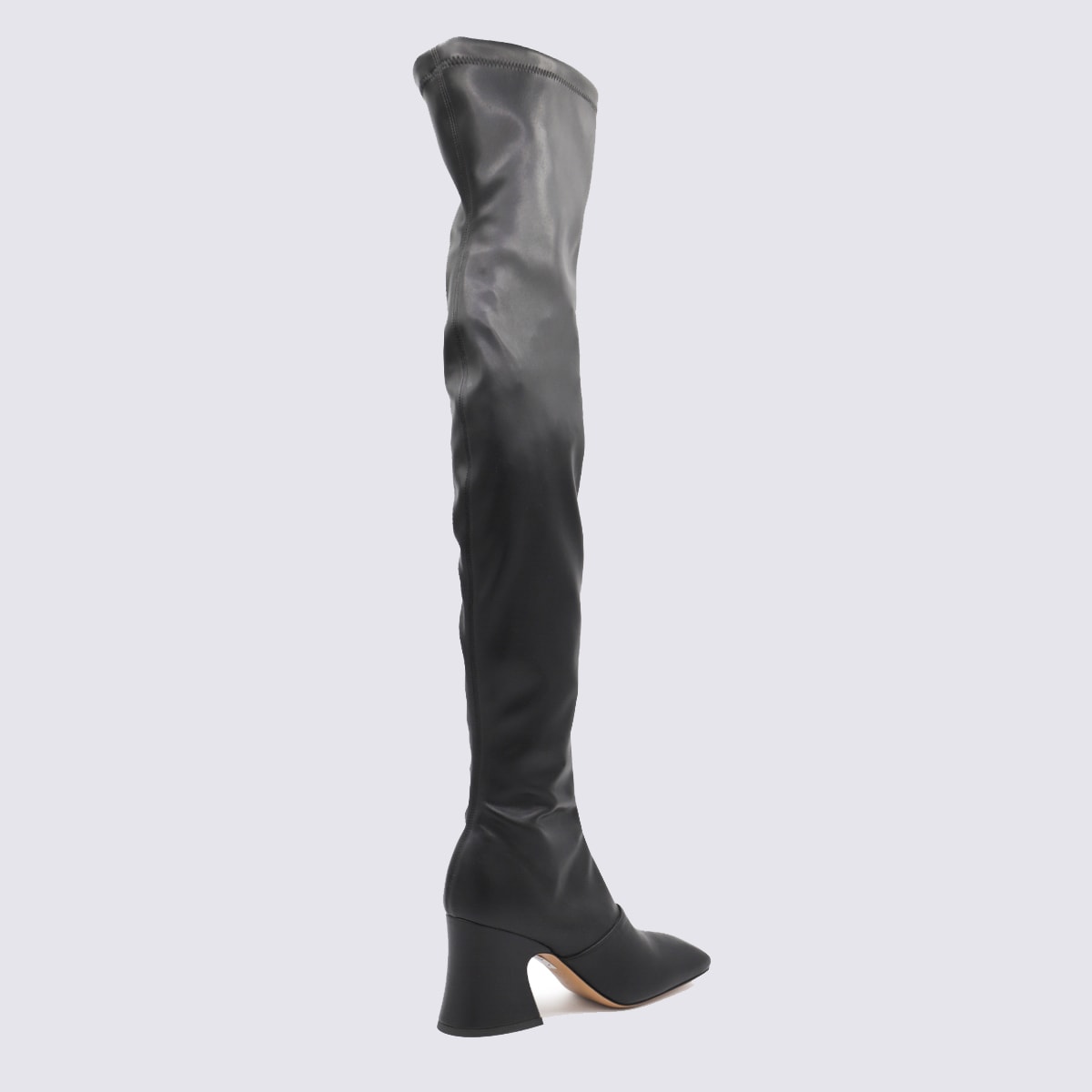Chloé 80mm Janis Stretch-leather Square-toe Boots In Black