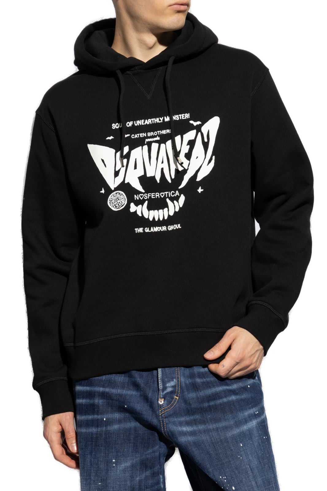 Shop Dsquared2 Logo-printed Drawstring Hoodie In Black