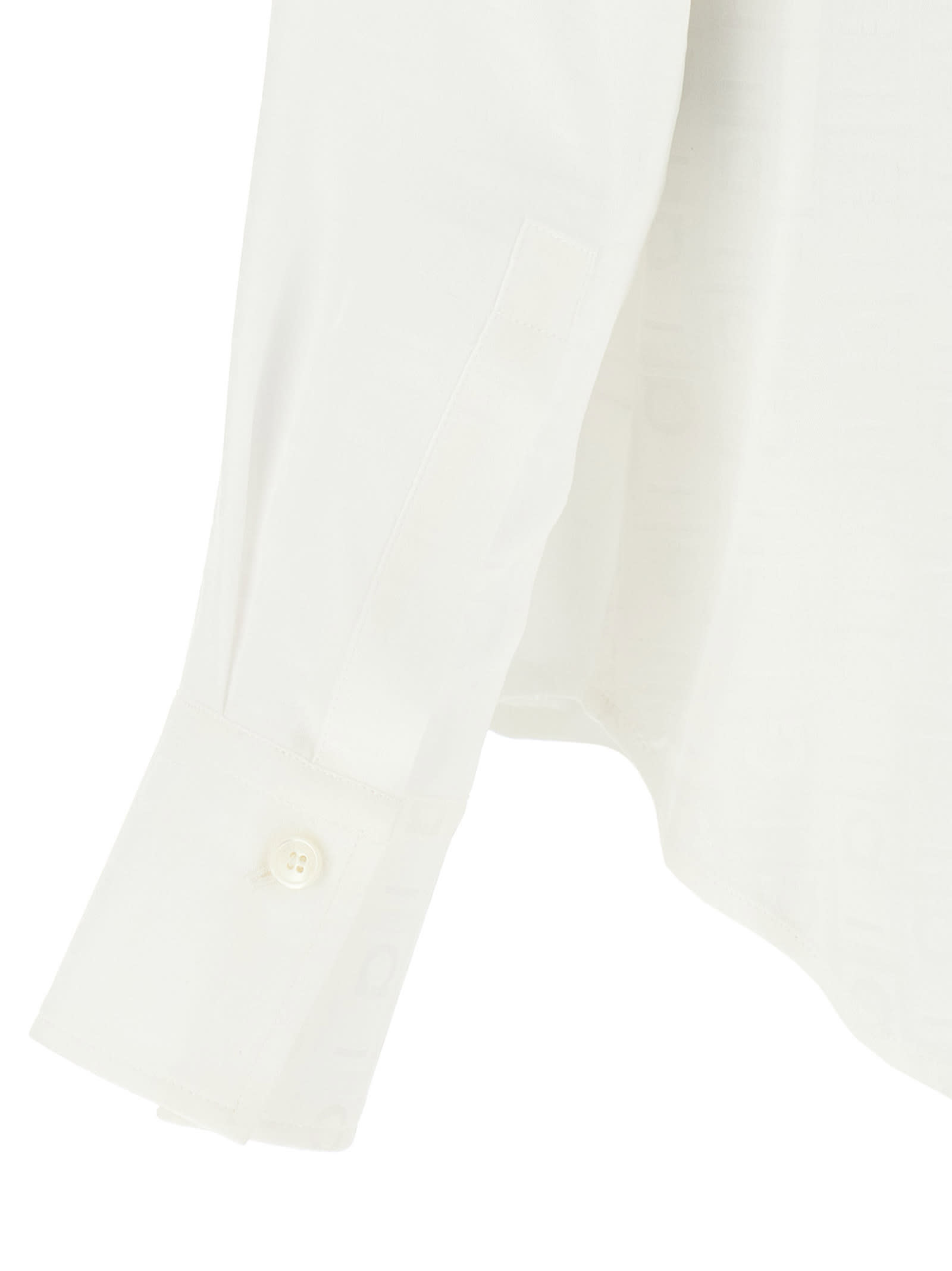 Ferragamo Blouse Logo Print Long Sleeves In White