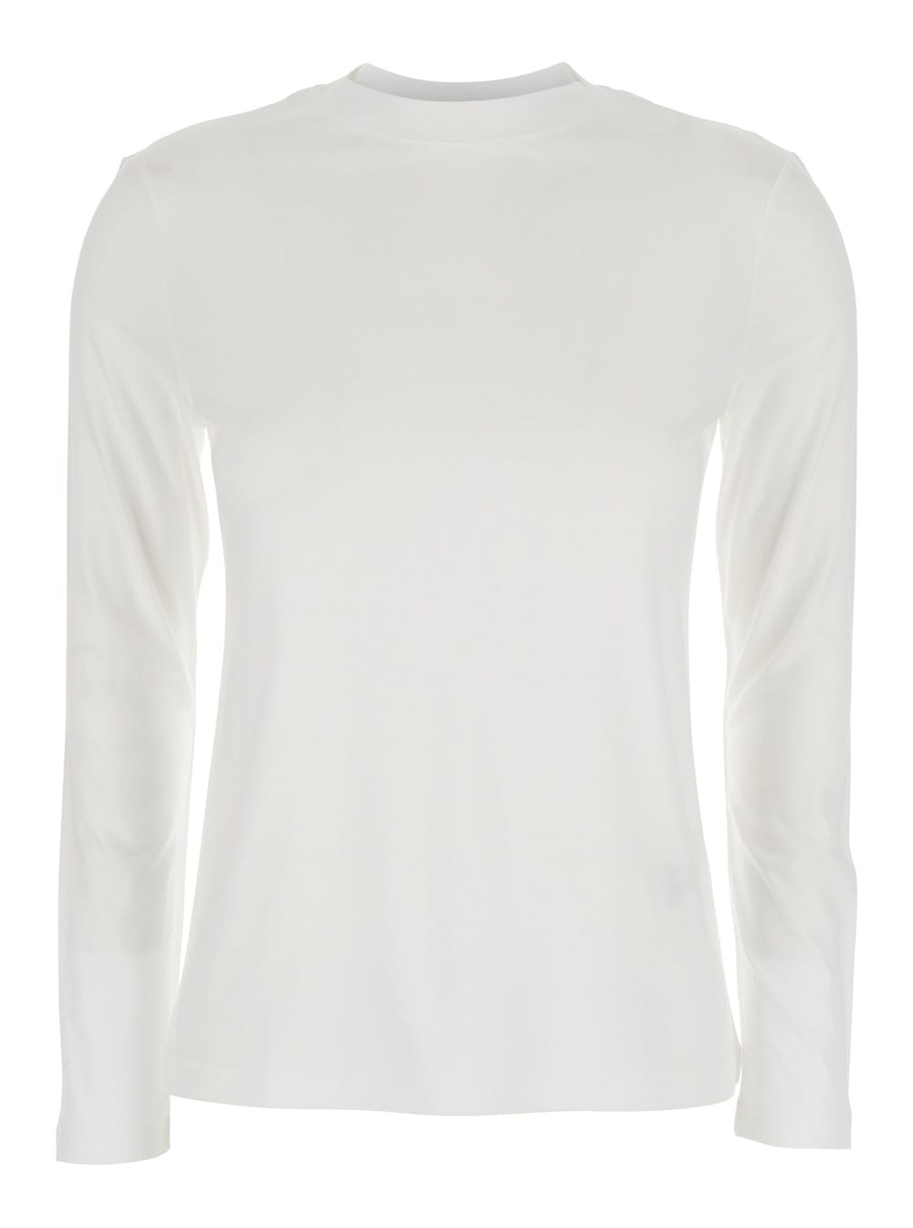 White Crewneck T-shirt In Cotton Blend Woman