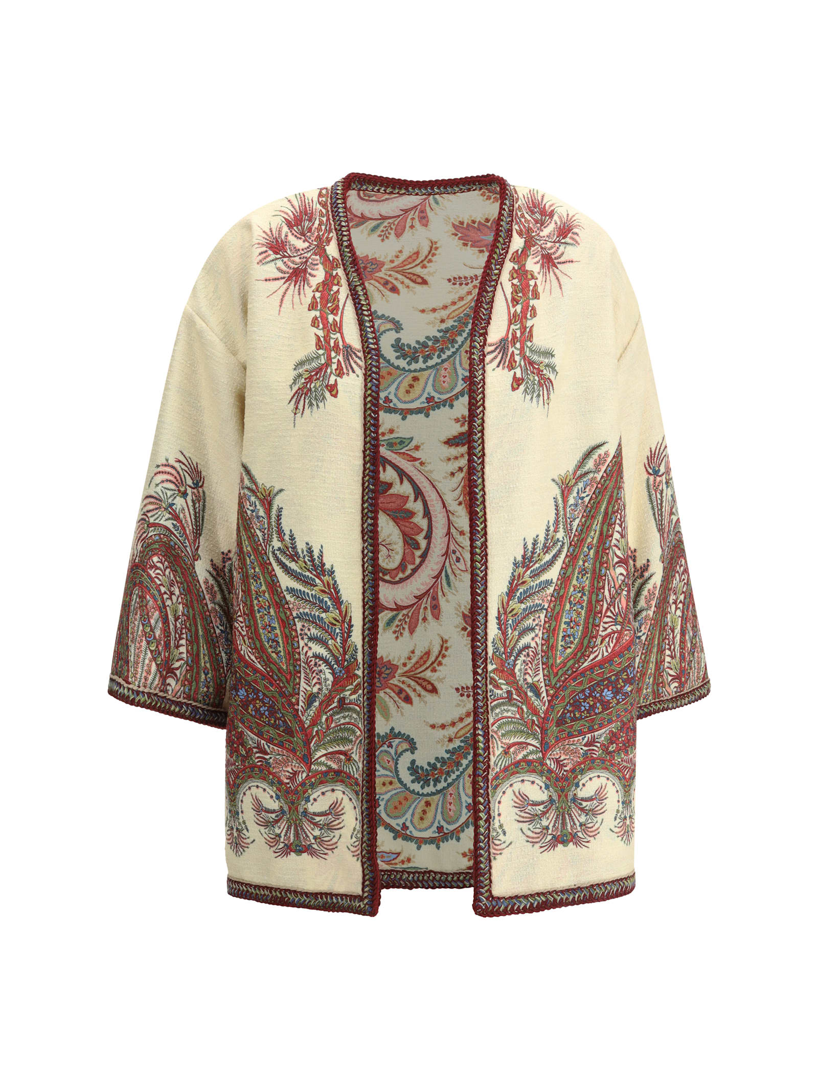 Etro Embroidered Paisley Trim Jacket In Brown