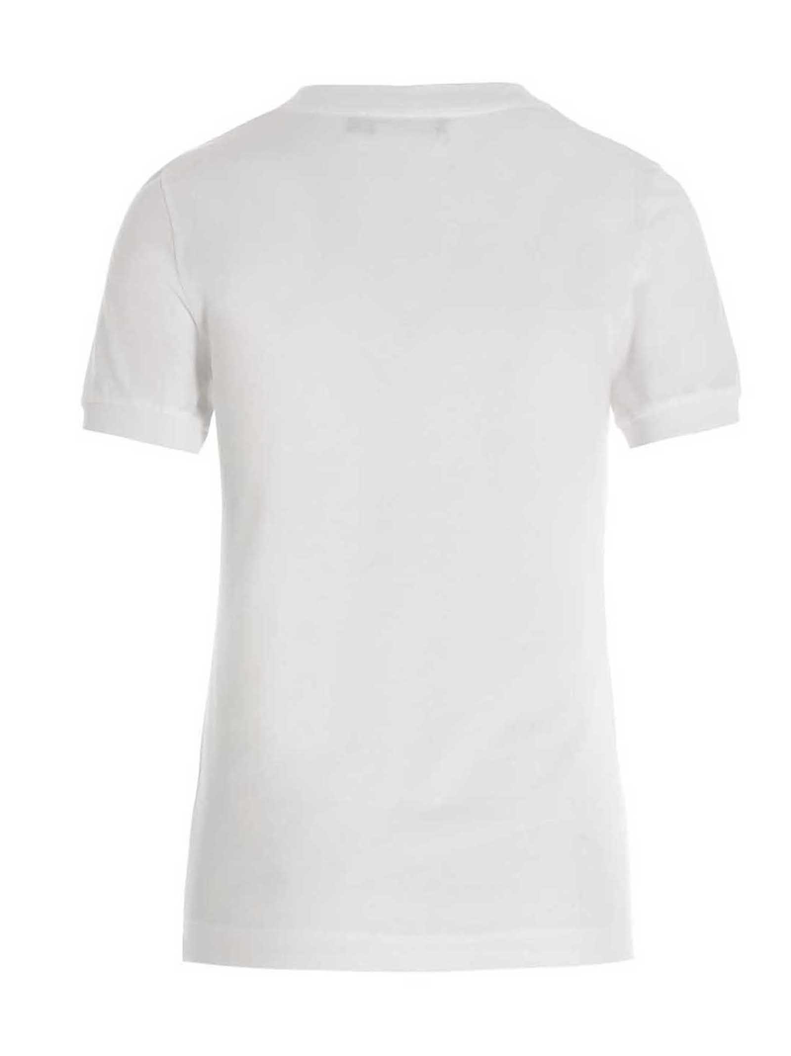 Dolce & Gabbana White T-shirt With Dg Logo On The Front Finished With Rhinestones In Cotton Woman In White