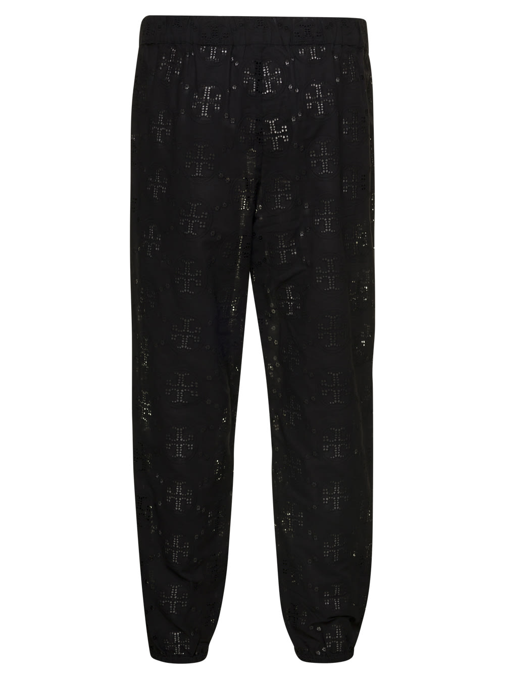 Shop Tory Burch Beach Pants Black Cut-outs Pants In Lightweight Cotton Man