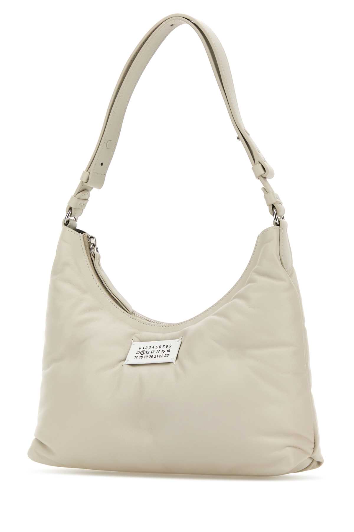 Shop Maison Margiela Chalk Nappa Leather Small Glam Slam Hobo Shoulder Bag In Greige