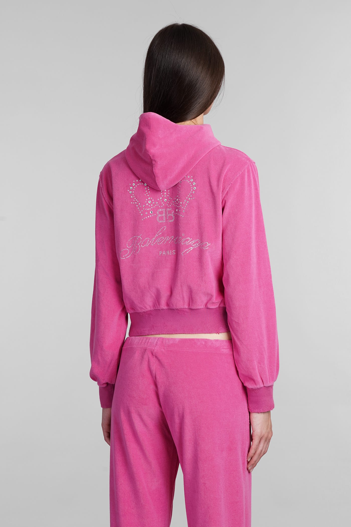 Shop Balenciaga Sweatshirt In Fuxia Cotton