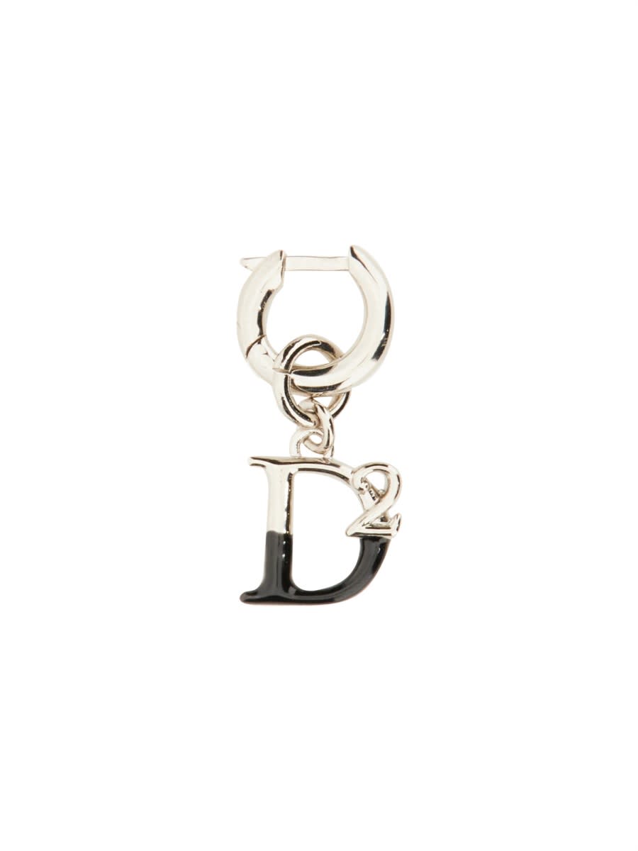 Shop Dsquared2 Logo Earring In Silver