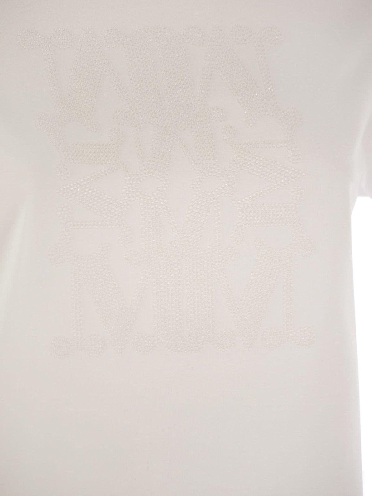 Max Mara Logo Embroidered Crewneck T-shirt In White