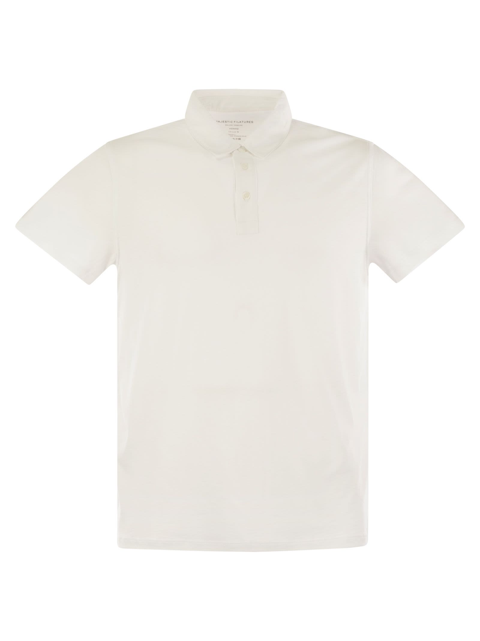 Majestic Short-sleeved Polo Shirt In Lyocell In Blanc