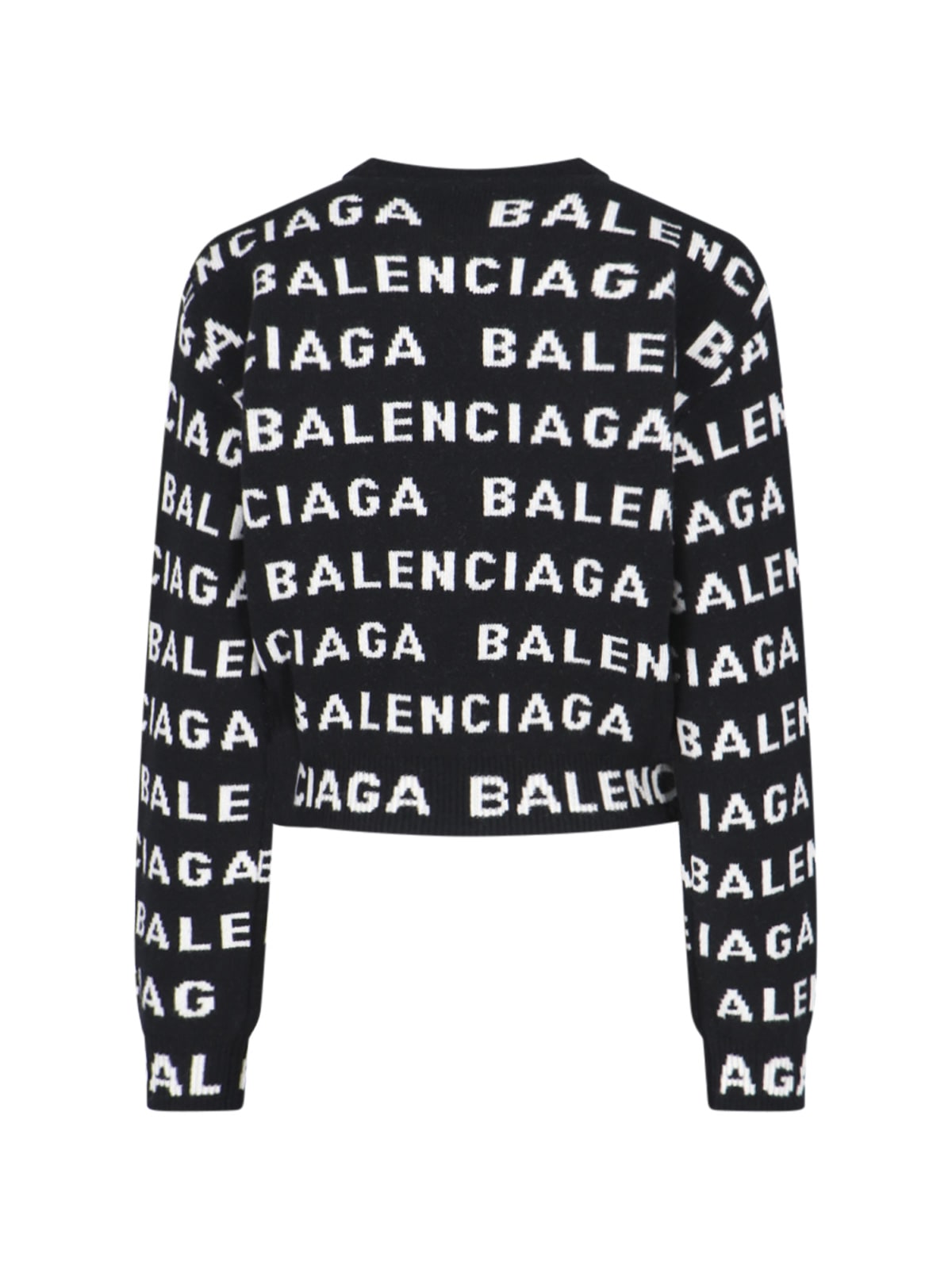 Shop Balenciaga All-over Logo Sweater In Black