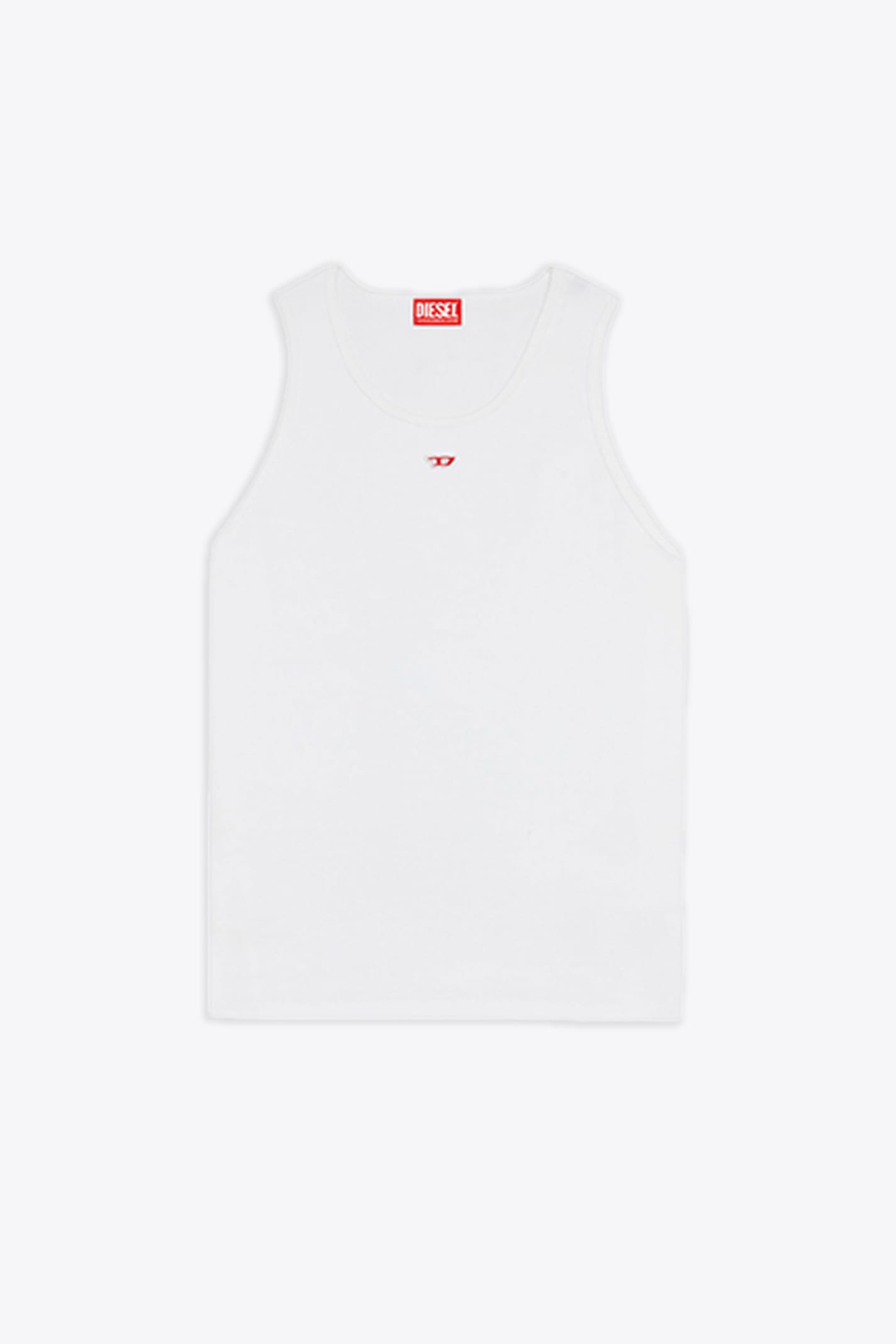 Shop Diesel T-lifty-d White Ribbed Cotton Tank Top - T Lifty D In Bianco