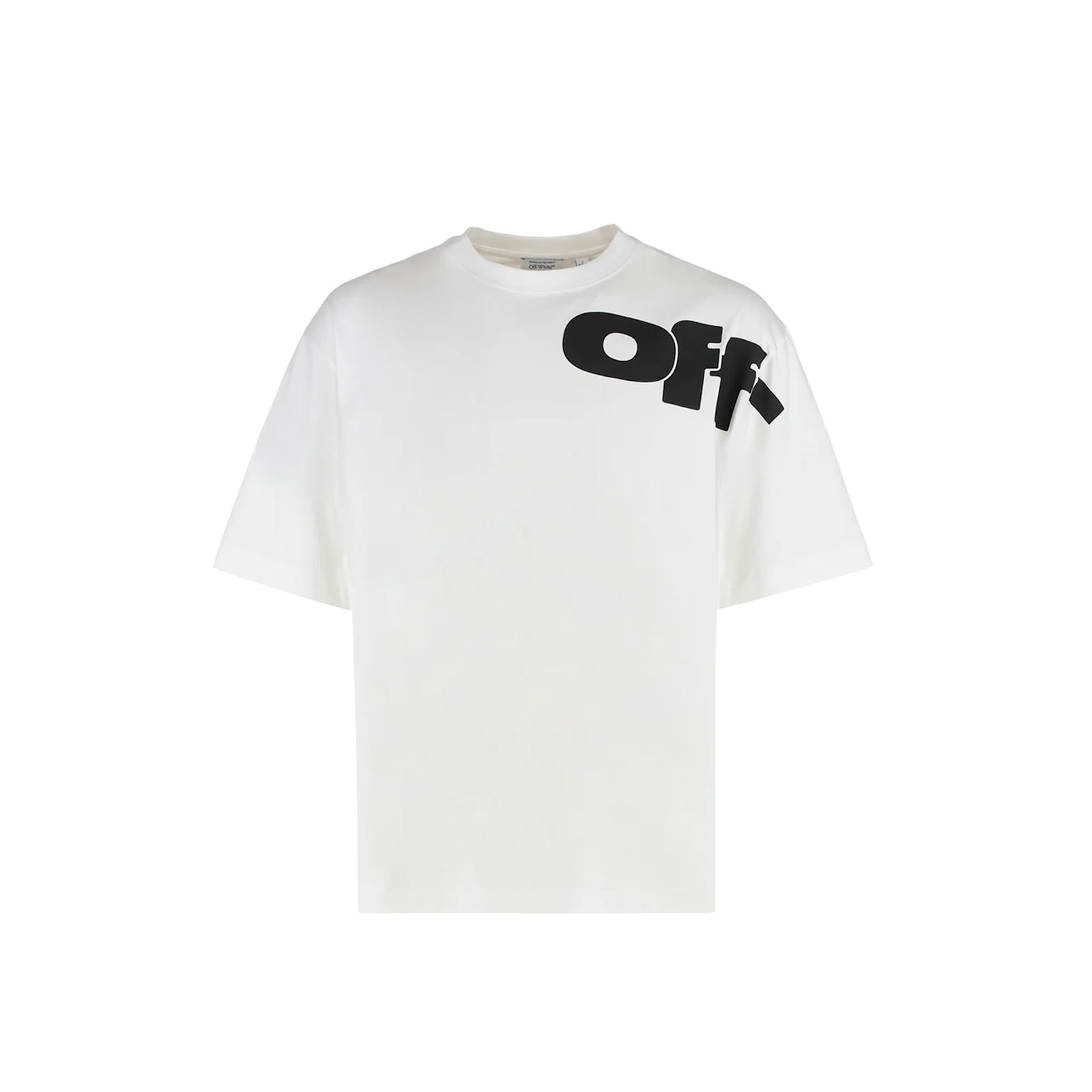 Off-white Crew Neck Shared Logo Cotton T-shirt With Print In White