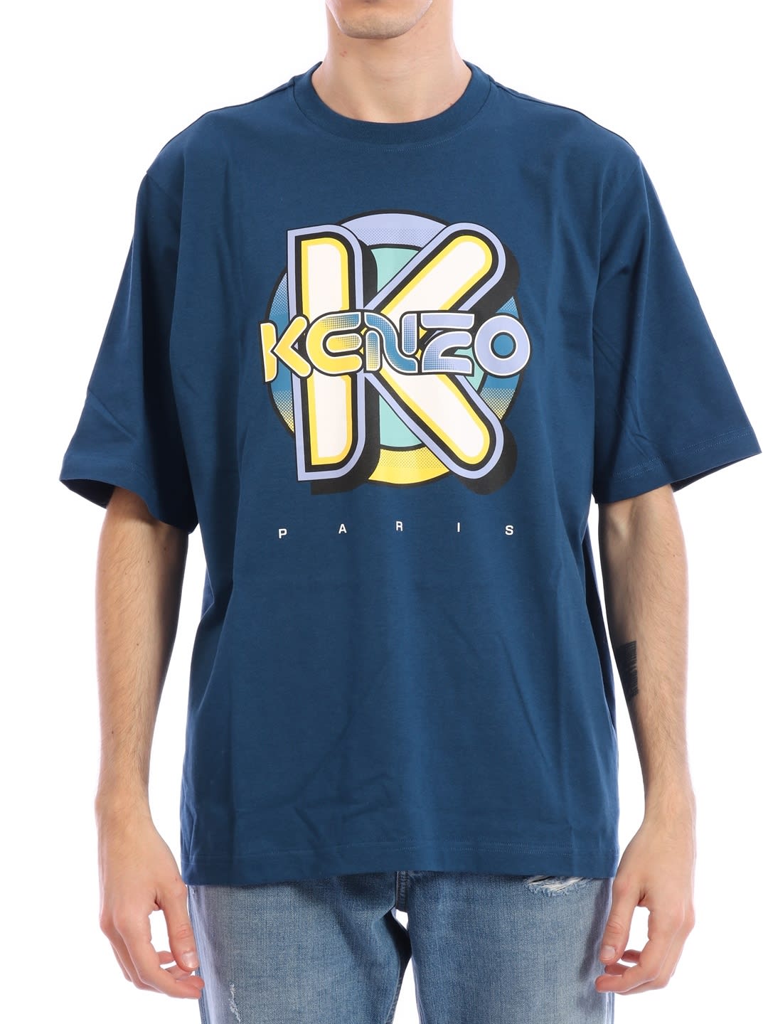 KENZO T-SHIRT LOGO BLUE,11272477