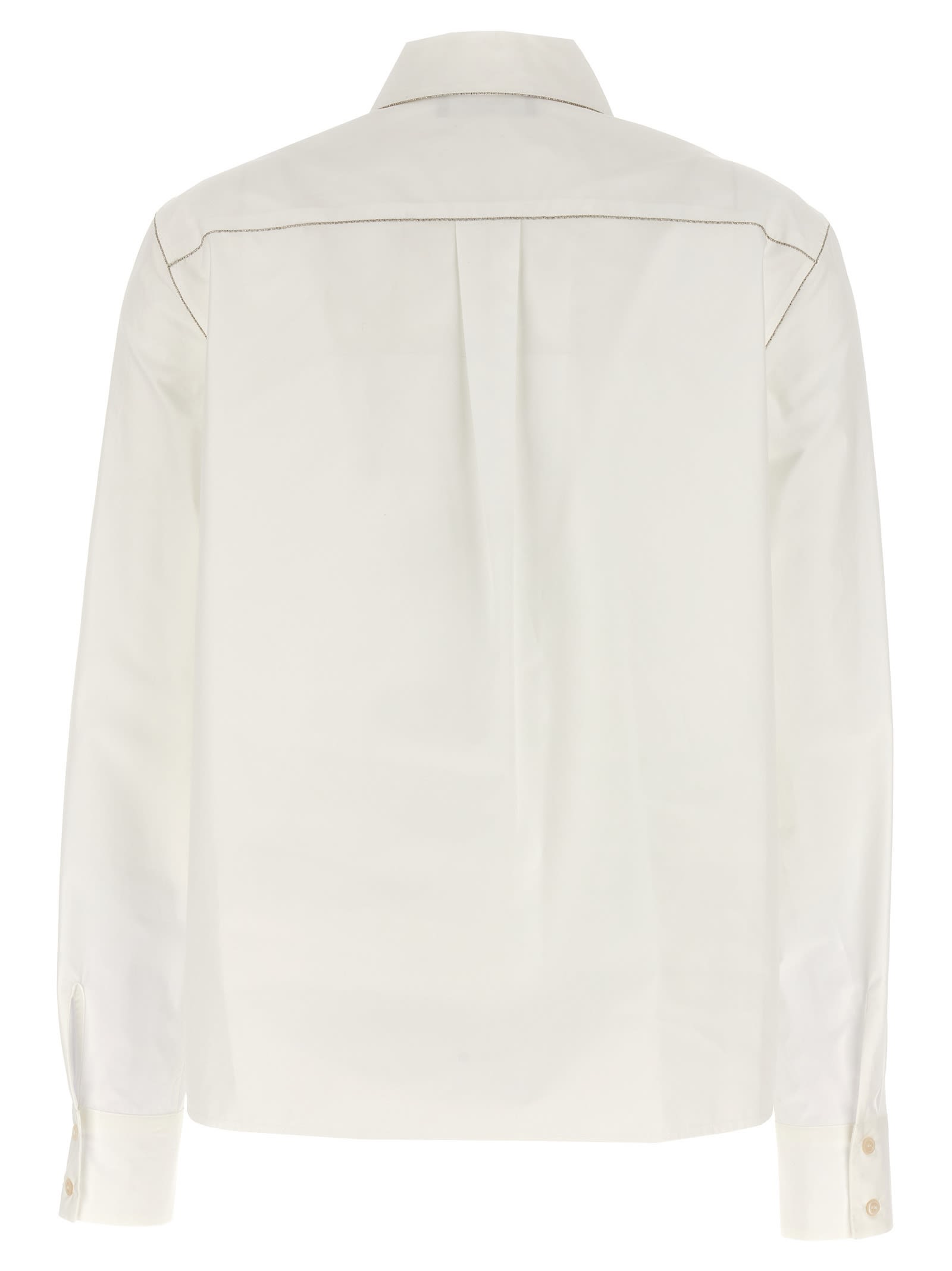 Shop Fabiana Filippi Rhinestone Detail Shirt In White