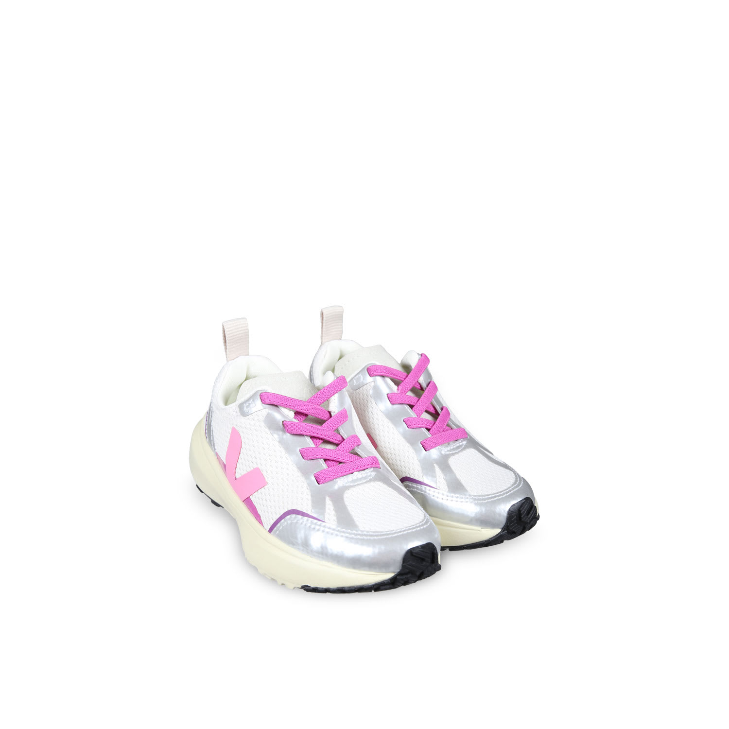 Veja Silver Sneakers For Girl With Logo In Silver