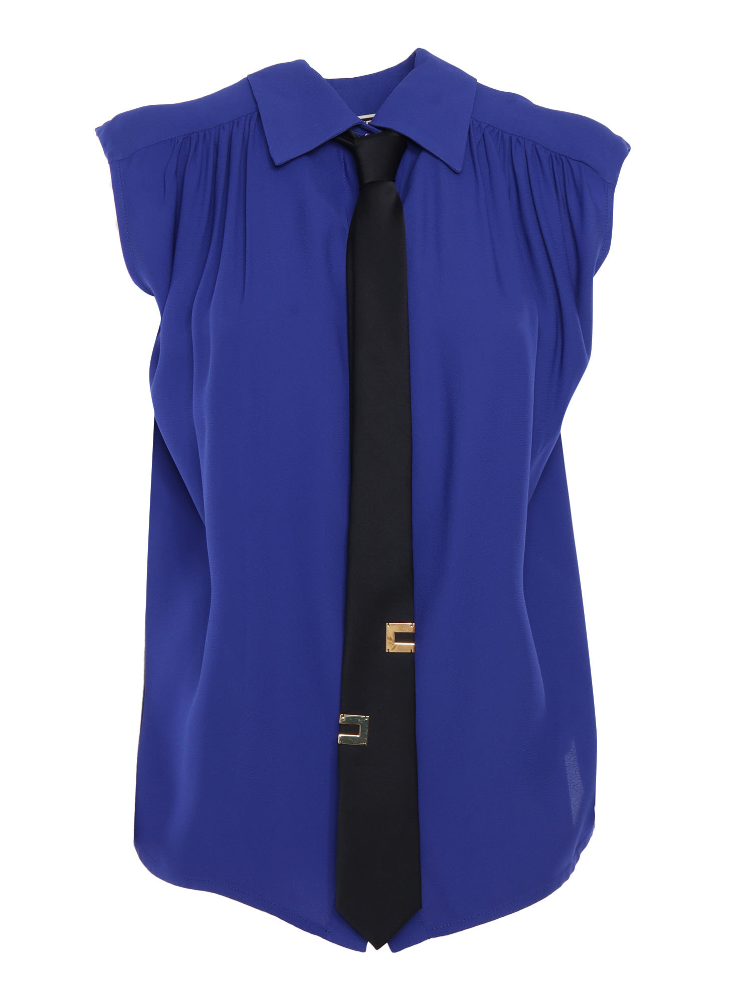 Shop Elisabetta Franchi Blue Sleevless Shirt