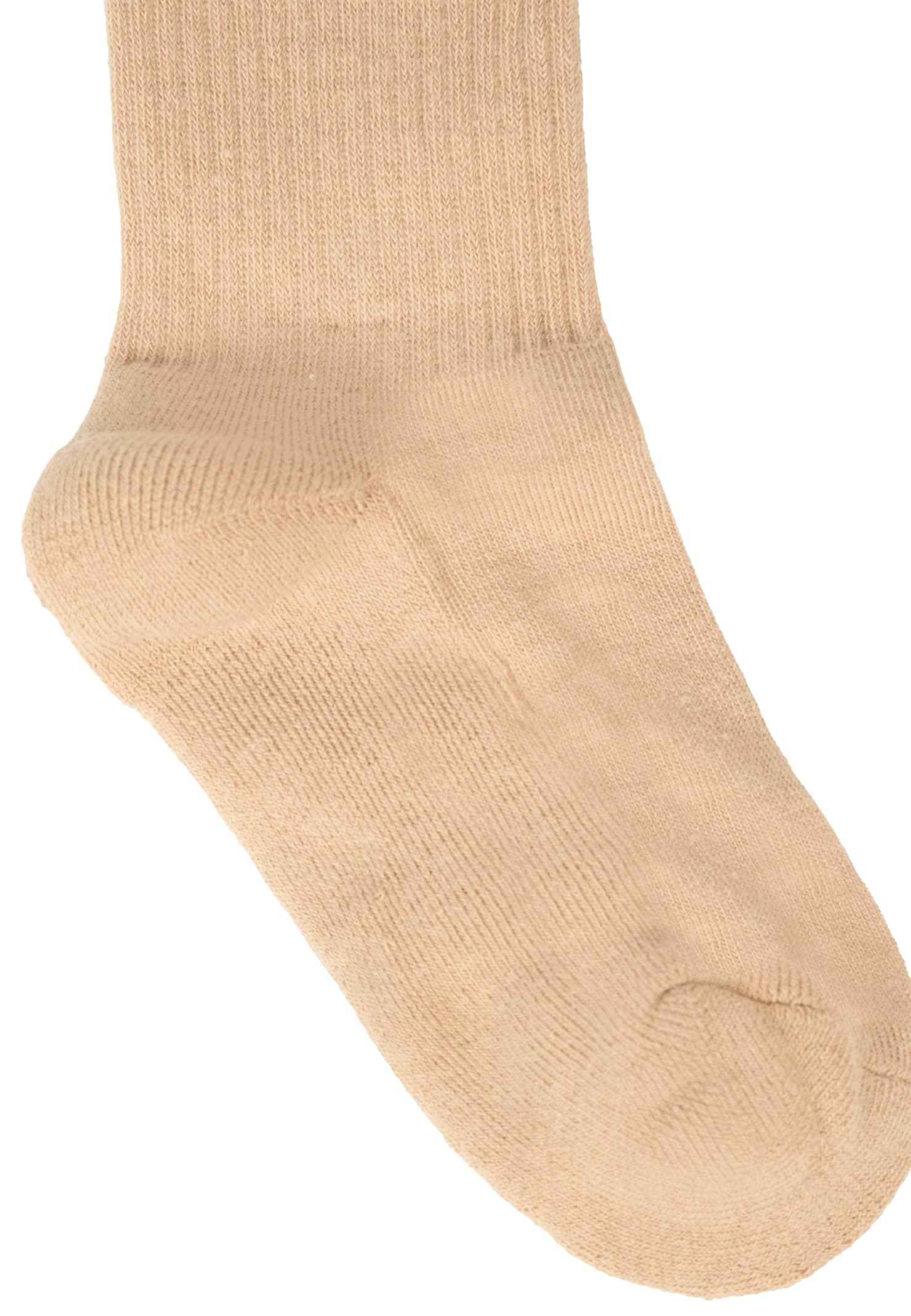 Msgm Beige Socks For Kids With Ivory Logo In Neutral