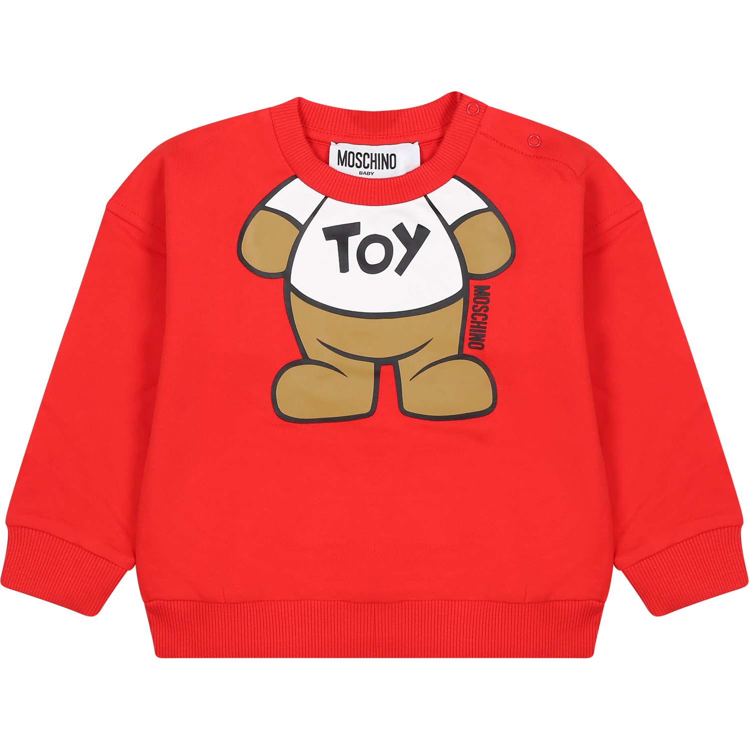 Moschino Kids' Red Sweatshirt For Babies With Teddy Bear