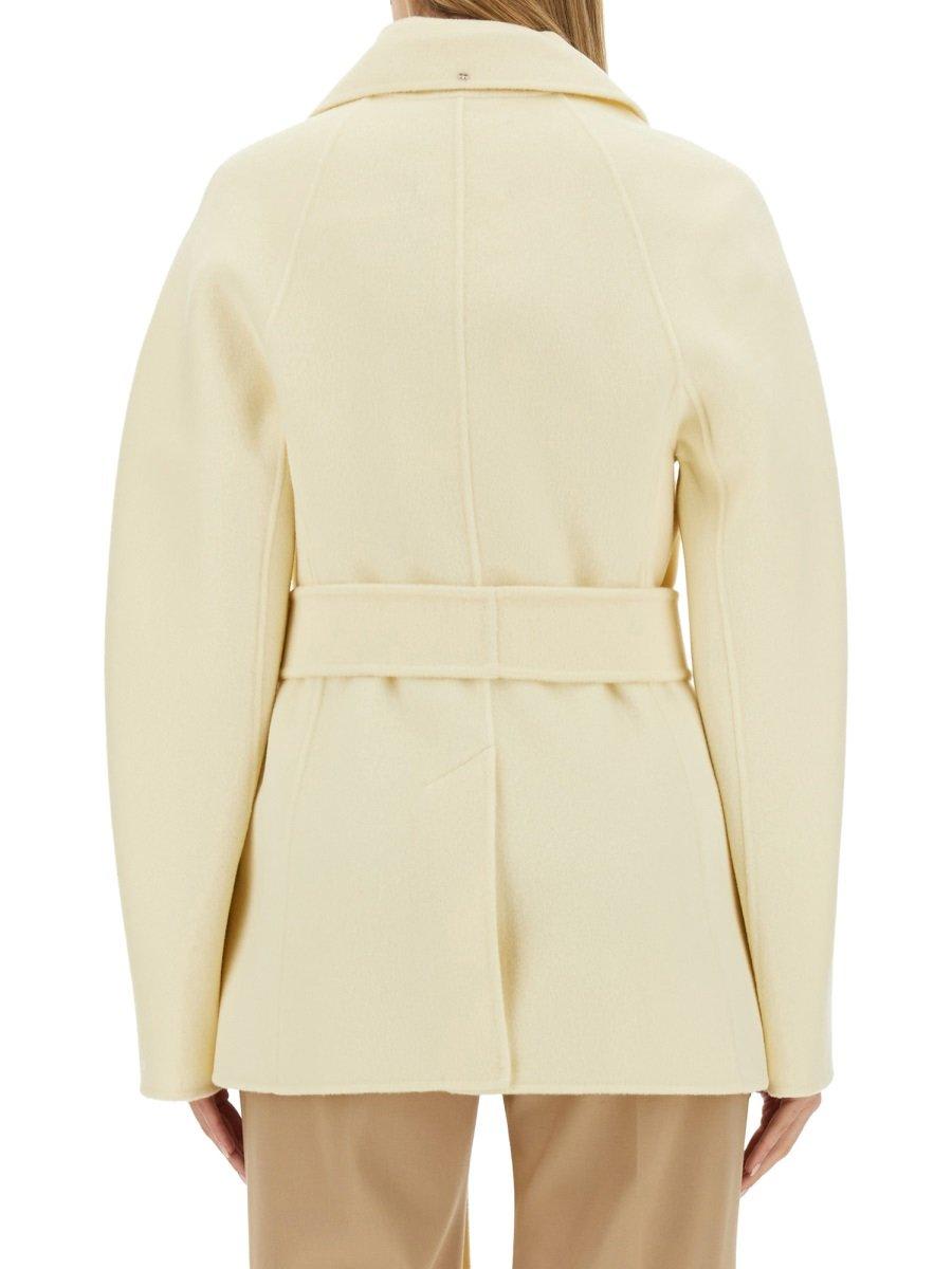 Shop Sportmax Double-breasted Belted Coat In Vaniglia