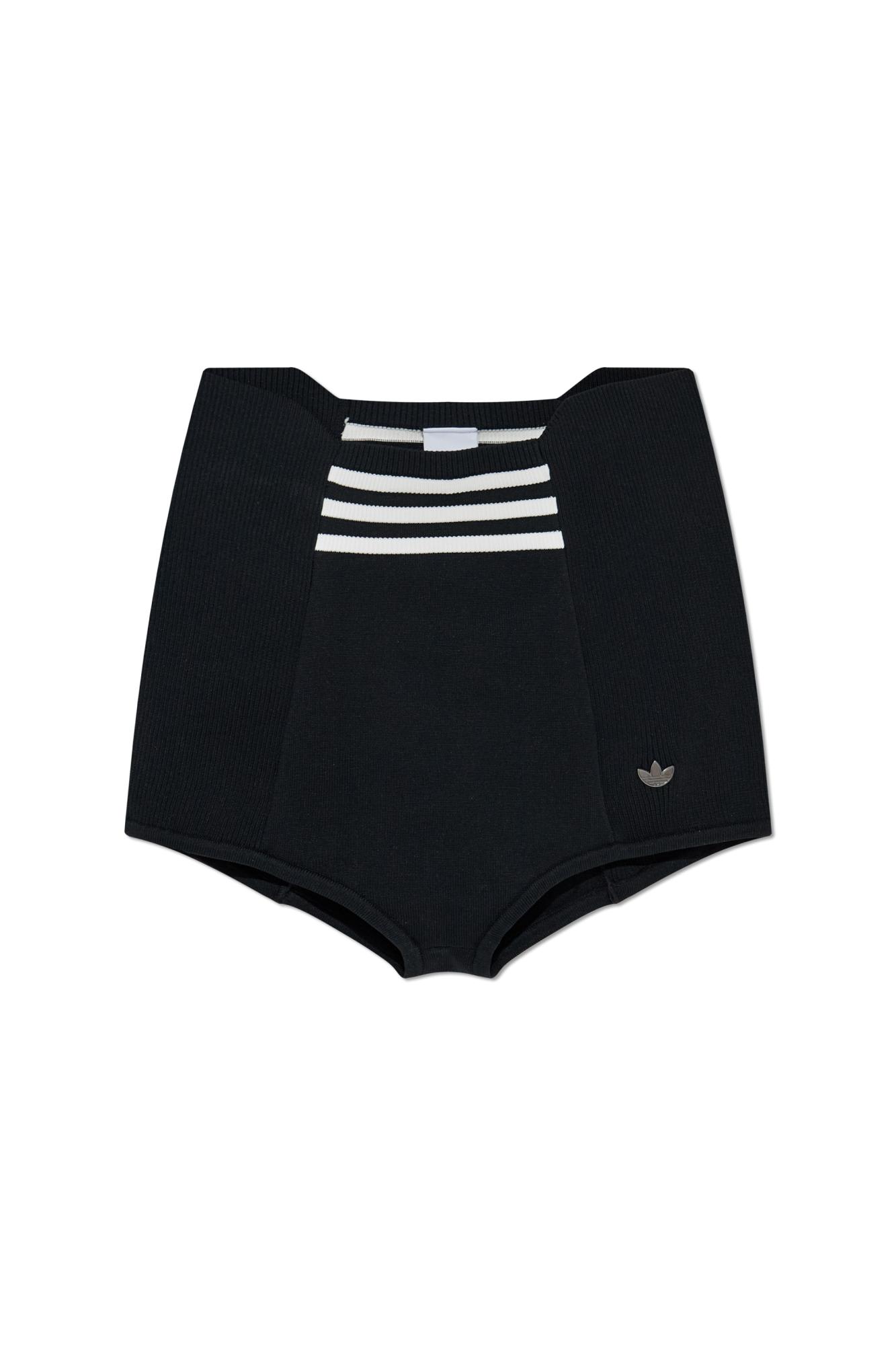 Adidas Originals High-rise Ribbed Boy Shorts In Black