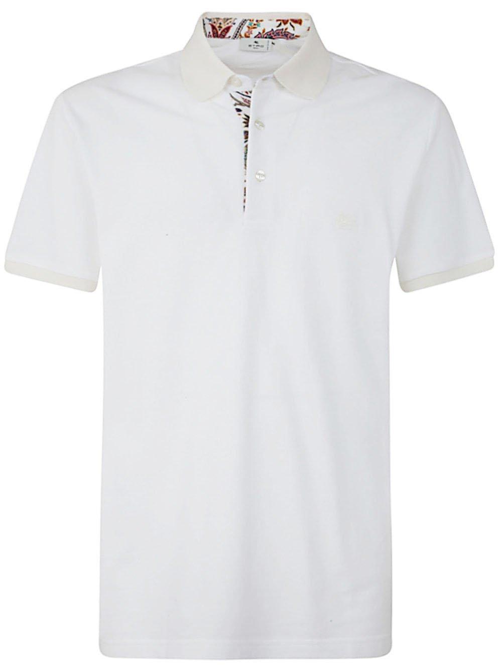 Etro Logo Embroidered Short-sleeved Polo Shirt In Bianco