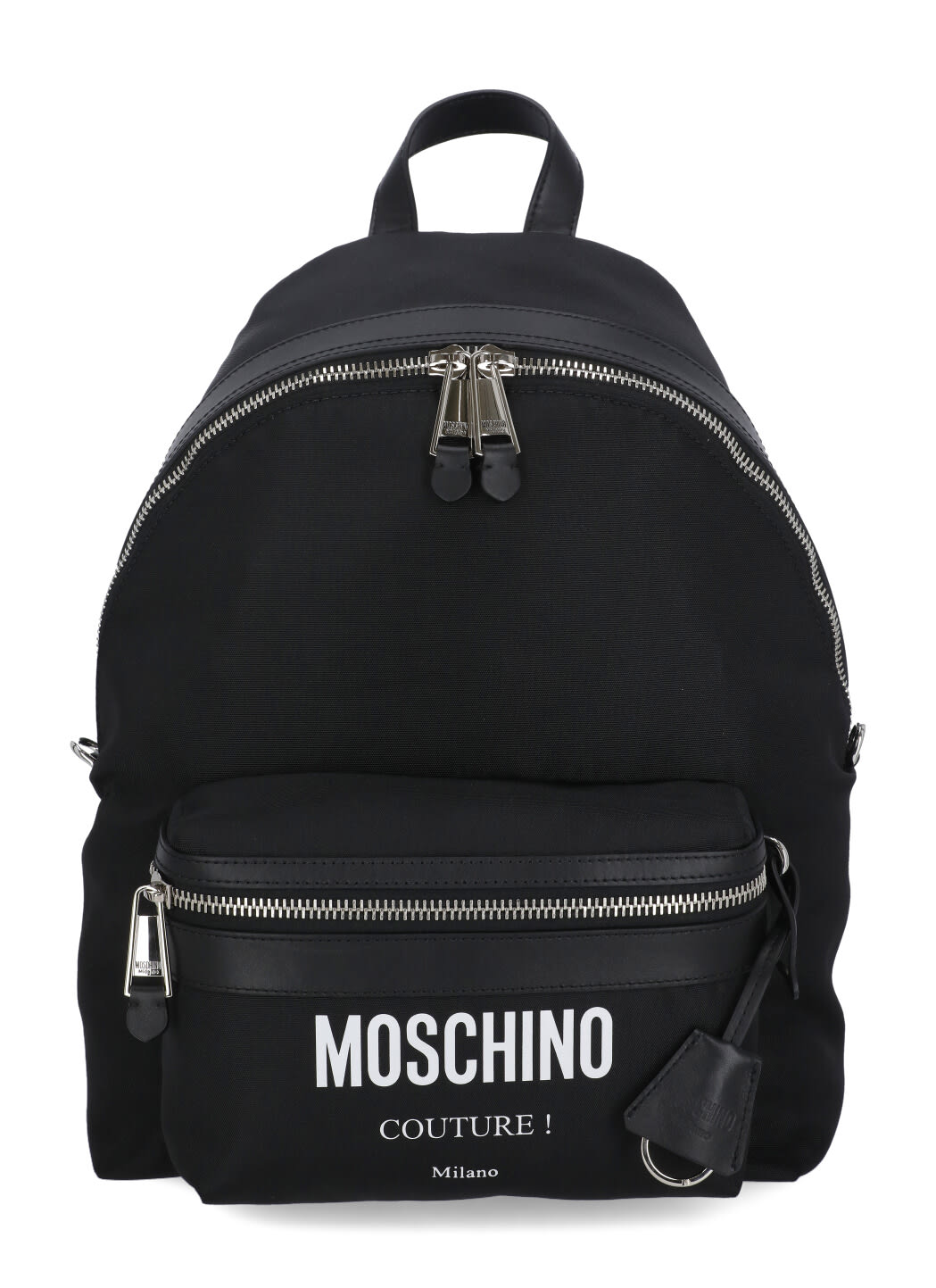 Moschino Black Printed Backpack In Black