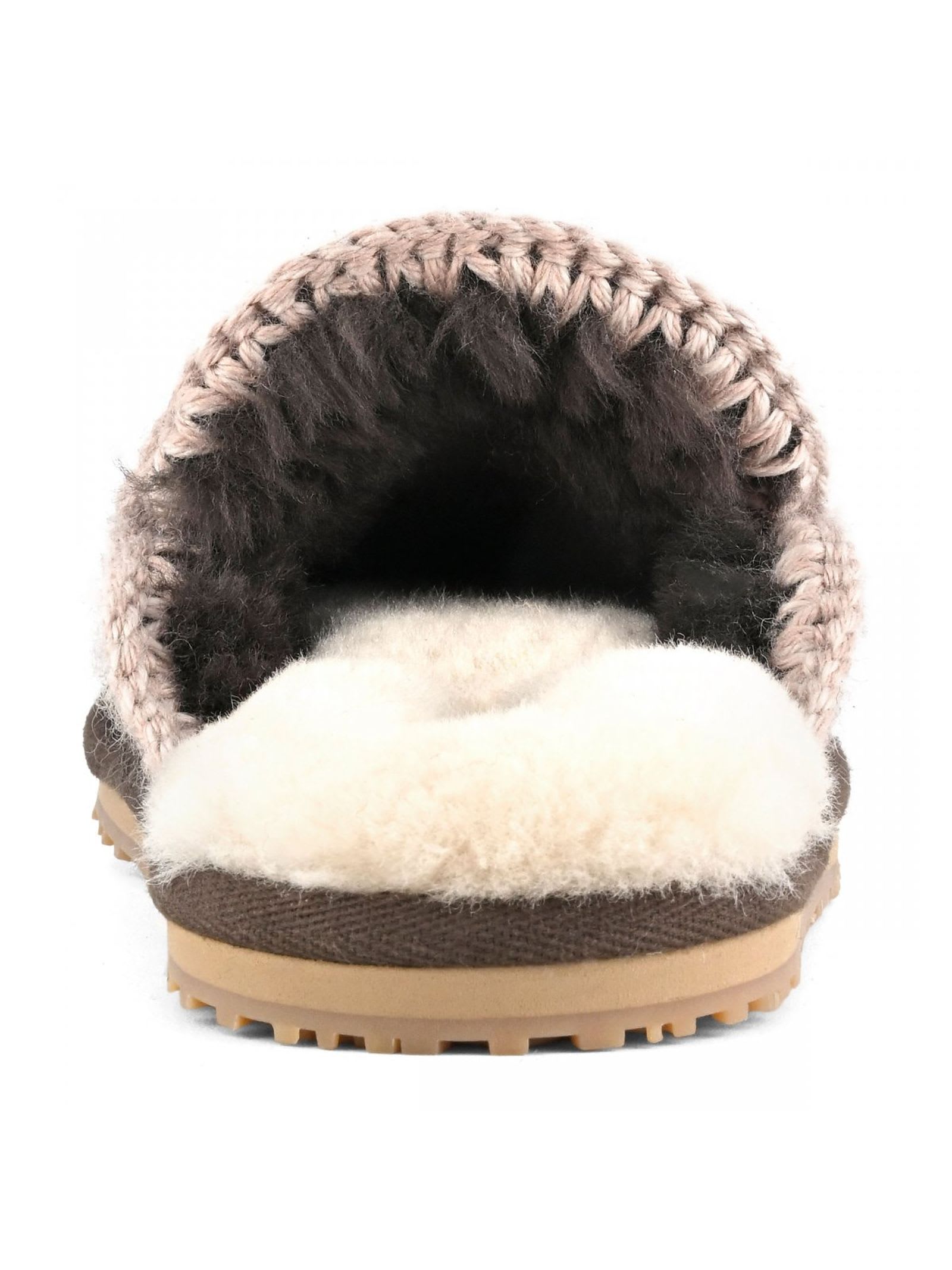 MOU BROWN SUEDE SLIPPER FULL ESKIMO STITCH