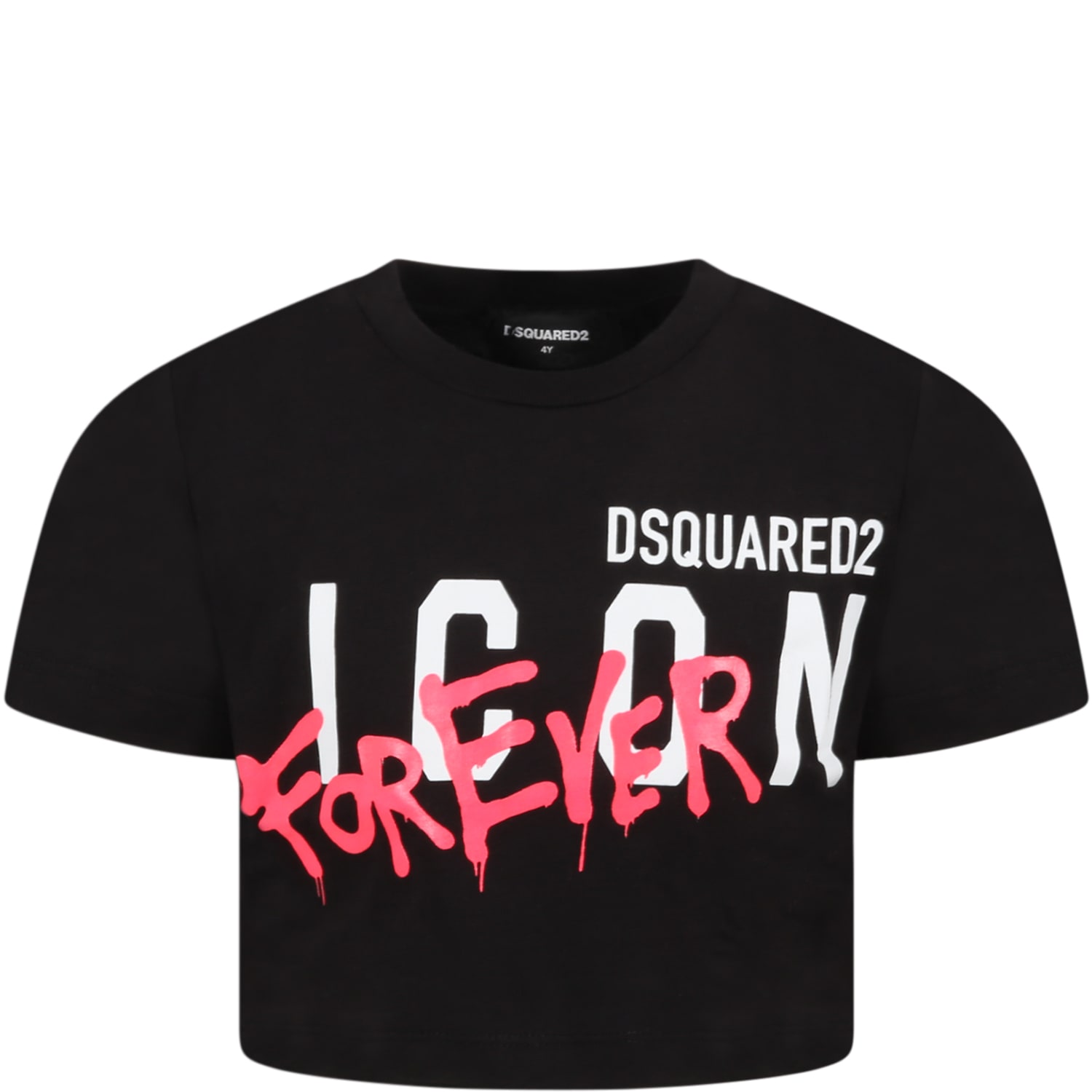 Dsquared2 Black T-shirt For Girl With Writing